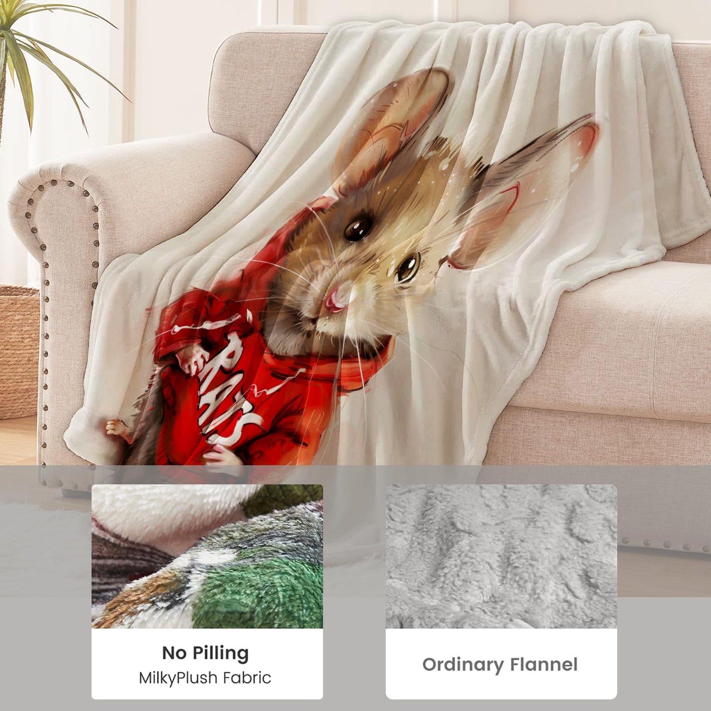 cromcu Rat Blanket for Kids and Adults, Flannel Mice Blankets, Adorable Mouse Throw Blanket for Sofa Couch Bed Living Room Decor Gifts, Single-Sided Printing, 50x60 Inches