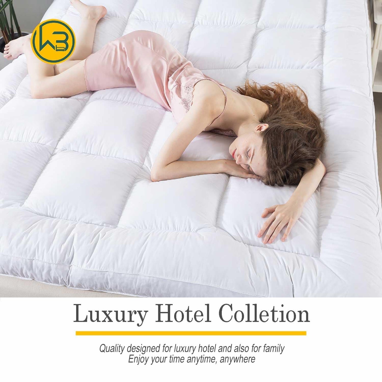 WhatsBedding 3 Inch Feather Bed Mattress Topper,Duck Feather Memory Foam Mattress Topper,Thickened Topper Layer,Twin