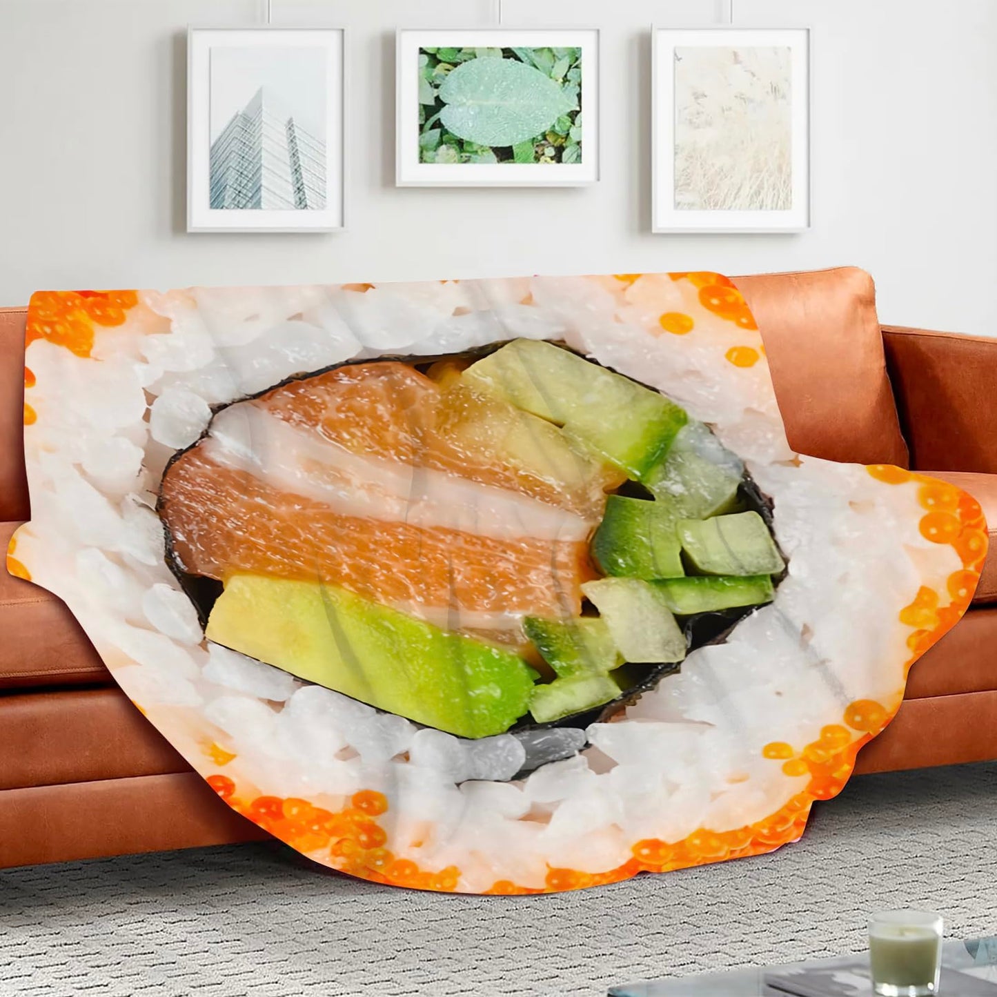 Sushi Funny Blanket Novelty Throws Soft Cozy Cute Flannel Round for Nap, Home Decor, Party. Kids Child Gift 59 Inches