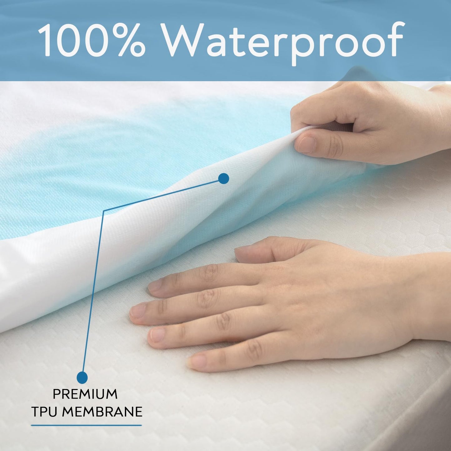 Split Top King Mattress Protector Waterproof Soft & Breathable Terry, 34" Top Split from Head 78''×80'' up to 18'' Depth, Skin-Friendly Machine Washable Mattress Cover