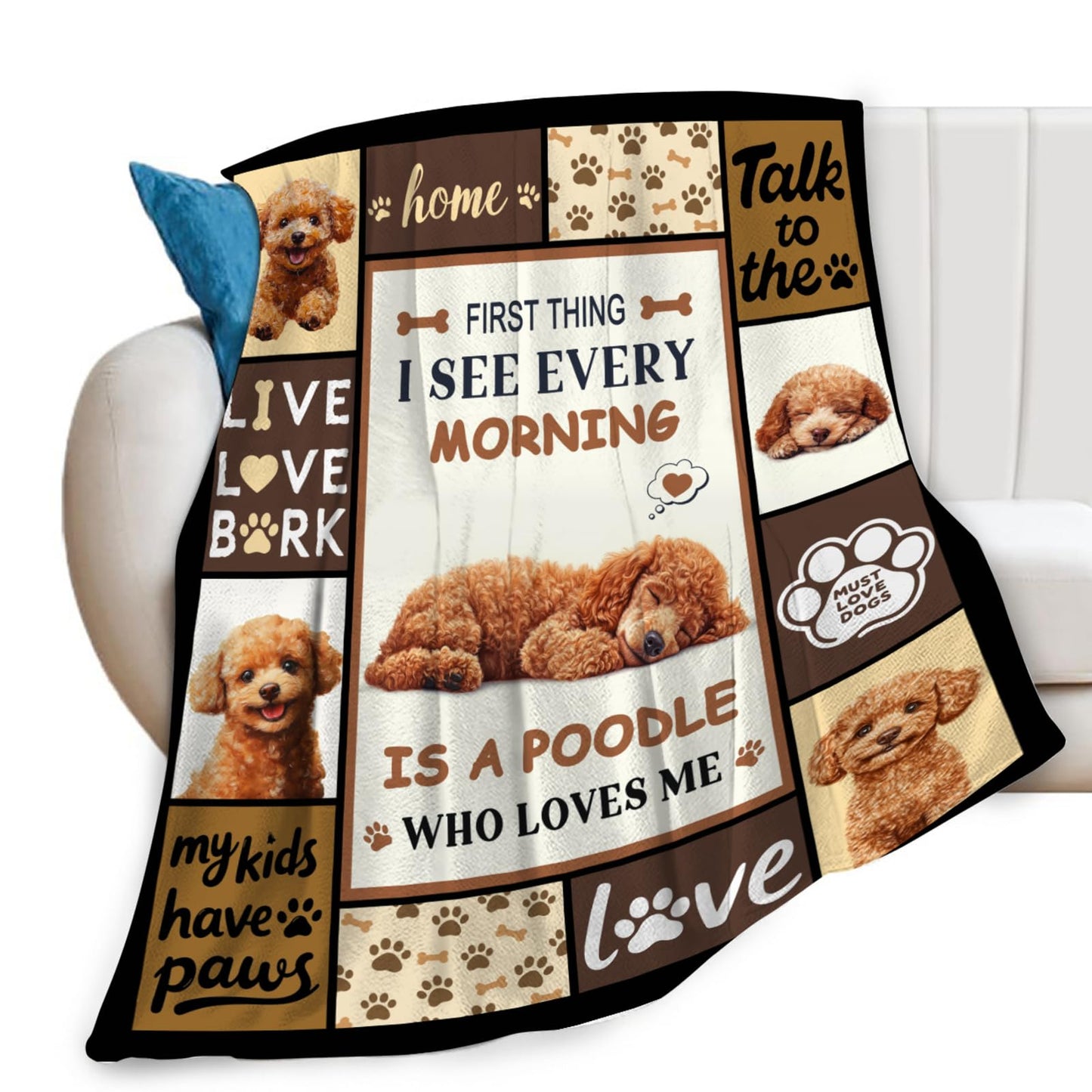 Lovira Poodle Throw Blanket Dog Print Blankets Gifts for Couch Sofa Bed Stuff Decor Lightweight Soft Cozy Fleece Plush Warm Flannel Bedding for Lover Men Women 40"x50"