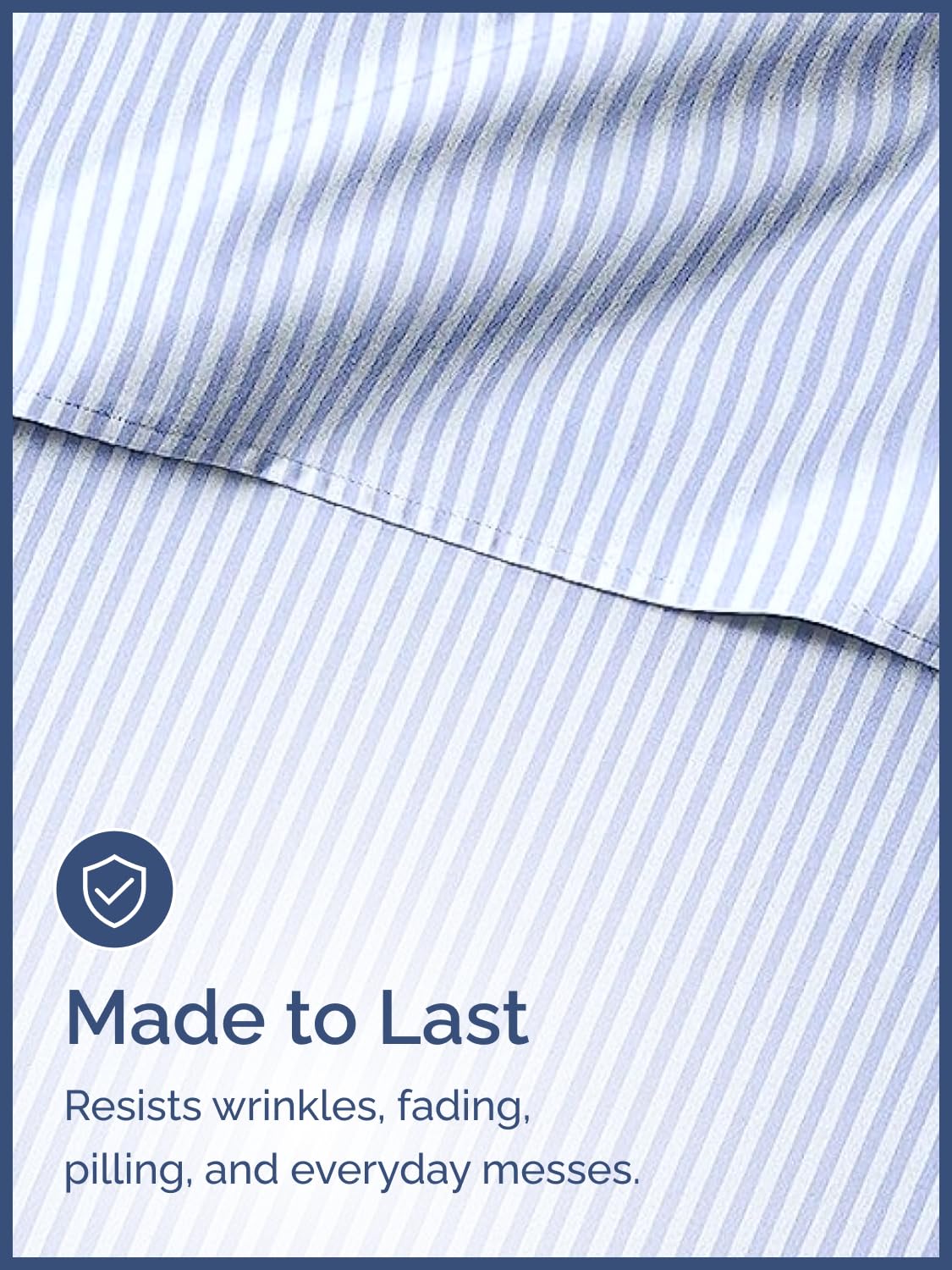 Kids Queen Size Bed Sheet Set - 4 Piece Kids Loft Bed Sheets - Blue Striped Nautical Themed Bedding - Soft, Cute & Cozy - Breathable & Machine Washable - Sky Bed Set for Boys, Girls, Teens & Toddlers
