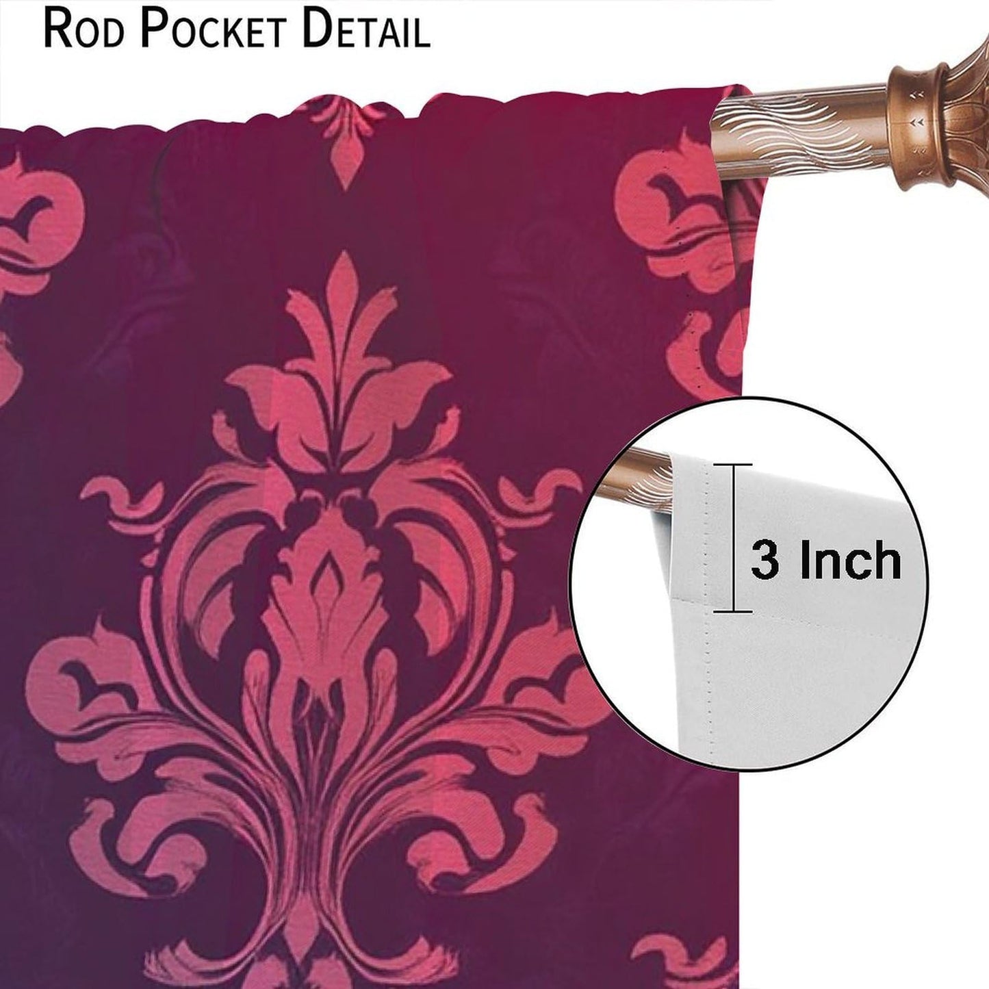 Nanacur Abstract Damask Floral Curtains, Country Farmhouse Flowers Pattern Window Drapes, for Kitchen Living Room Bedroom 42" W X 45" L (Decorative)