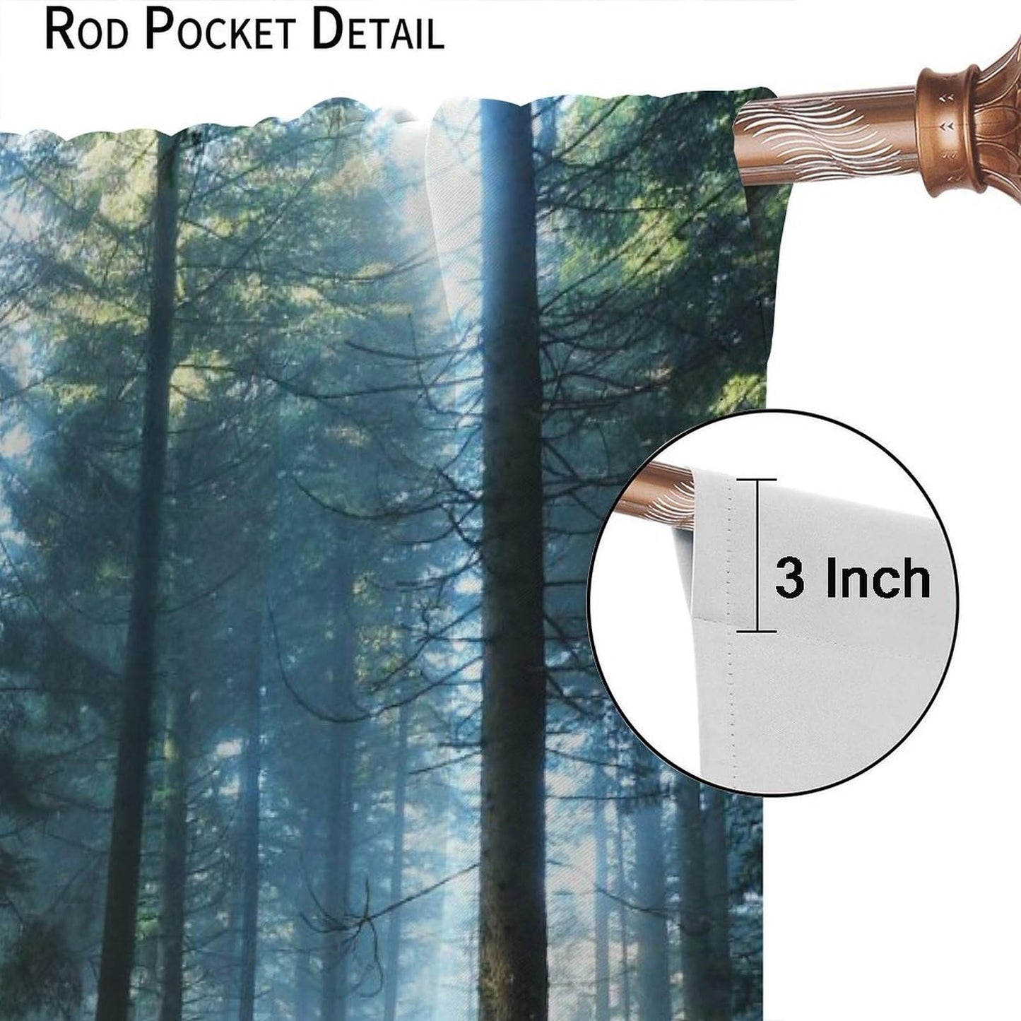 YCness Forest Landscape Blackout Curtains Spring Tropical Jungle Waterfall Art Printed Window Treatment for Bedroom Living Room Kitchen Decor Fabric 2 Panel 42x45 Inch