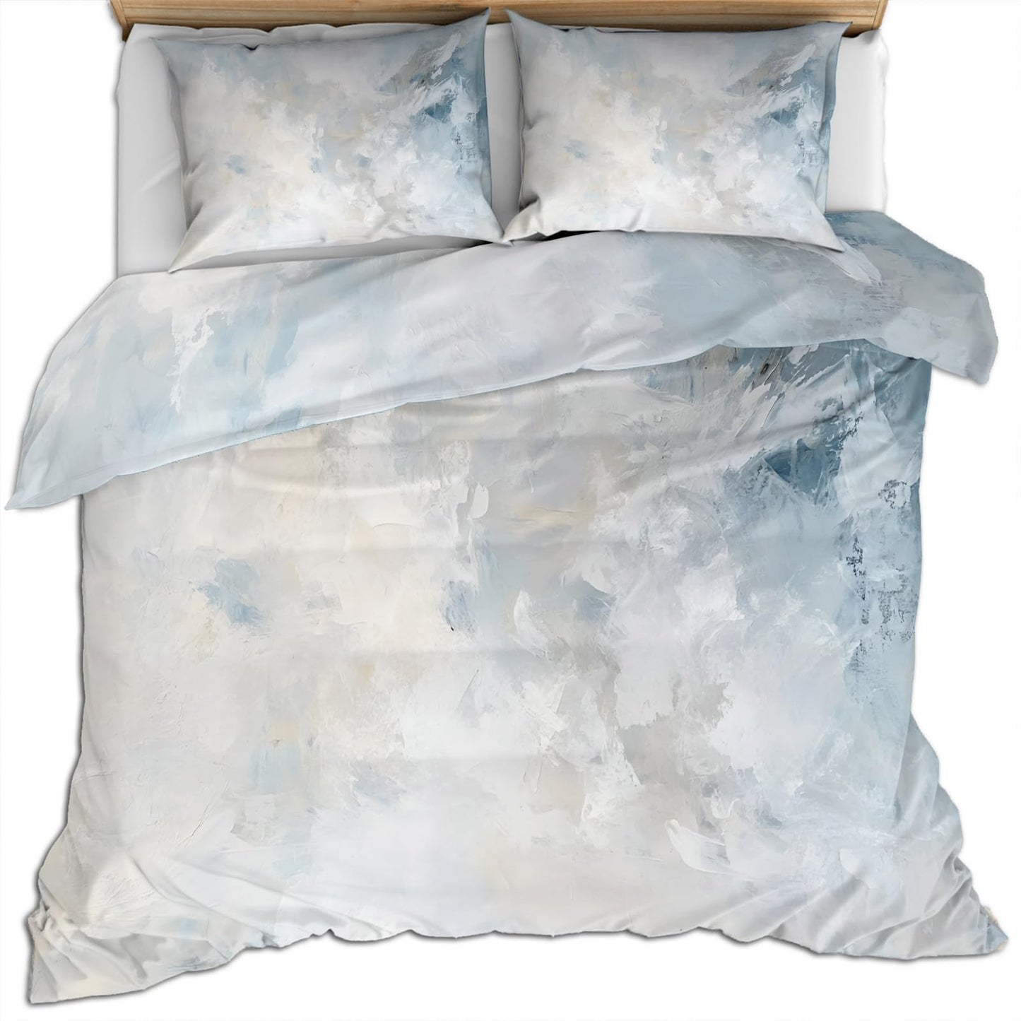 PAISUOQ Abstract Duvet Cover Full Size, Grunge Style Bedding, 3 Piece, Soft Microfiber Patterned Comforter Cover with Zipper Ties & 2 Pillowcase, Blue & Gray Bedroom Decor & Gifts