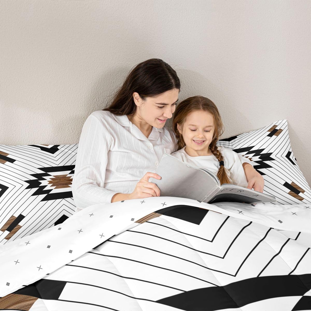 jejeloiu Rustic Western Comforter Set Queen Size Bohemian Aztec Bedding Set for Kids Boys Girls Southwestern Duvet Quilt Geometric Bedroom Decor Microfiber 3 Pcs with 2 Pillow Cases