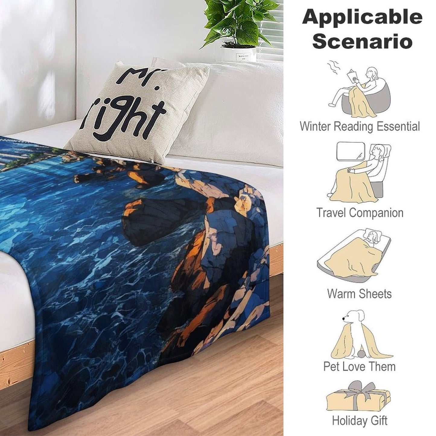 Miami Florida City Skyline Landscape Abstract Blanket Soft Flannel Lightweight Blanket Outdoor Travel Carry Living Room Bedroom Sofa Decoration Gifts 50x60 Inch