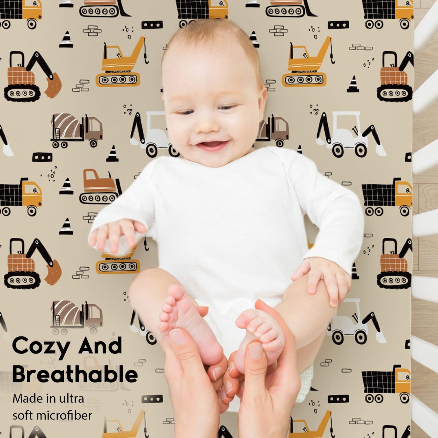 Yoofoss Baby Crib Sheets for Boys Girls, Fitted Crib Sheet 2 Pack for Standard Crib and Toddler Mattress, Super Soft Microfiber Baby Sheet 28x52x8in(Brown+Stripe)