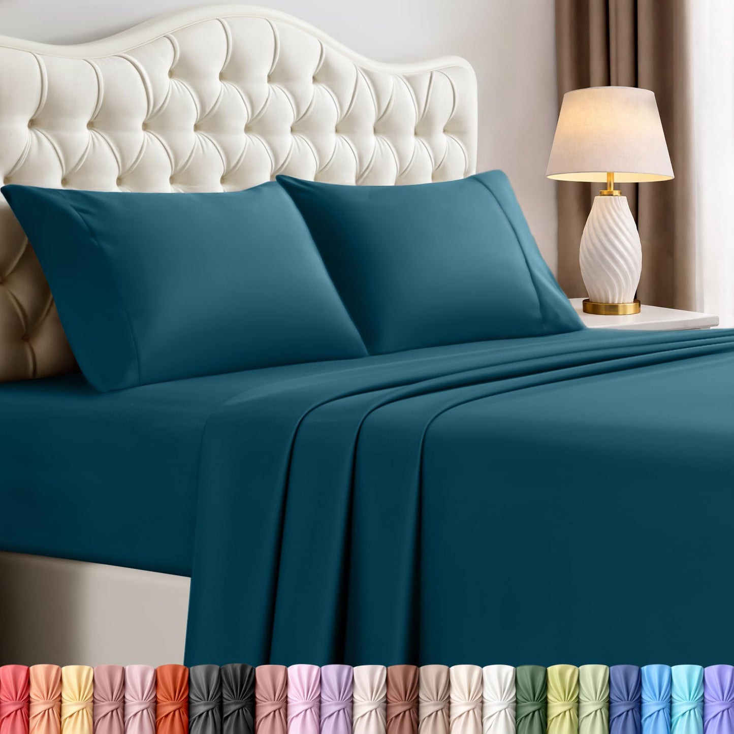 Utopia Bedding Queen Sheet Set – 4 Piece Bed Sheets for Queen Size Bed, Soft and Breathable Microfiber, Includes 1 Fitted Sheet, 1 Flat Sheet and 2 Pillowcases (Blue Heaven)