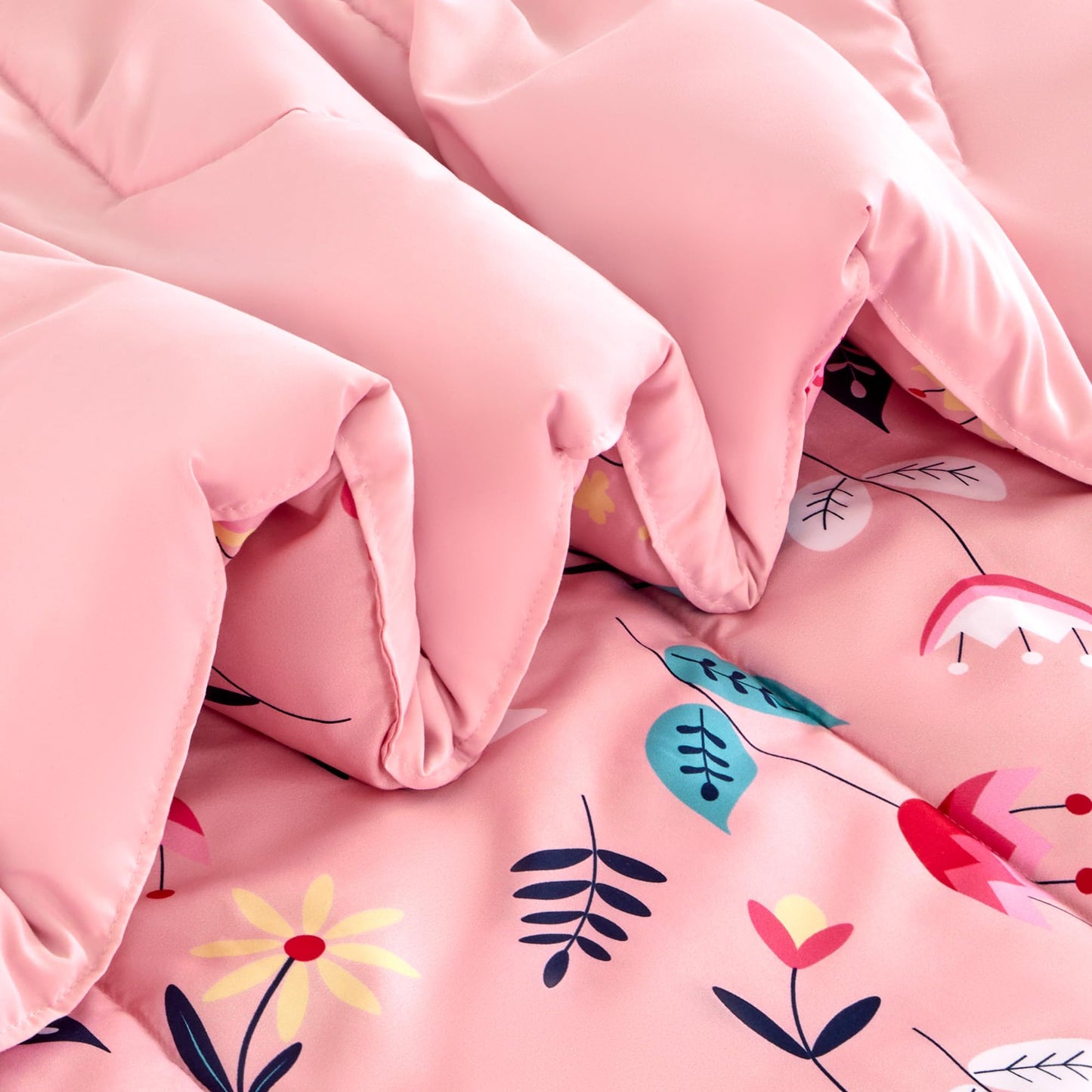 SLEEP ZONE Kids Bedding Full/Queen Comforter Set - Cute Printed for Boys, Girls, Teens, Super Soft, Fade Resistant (Pink Flower, Full/Queen)