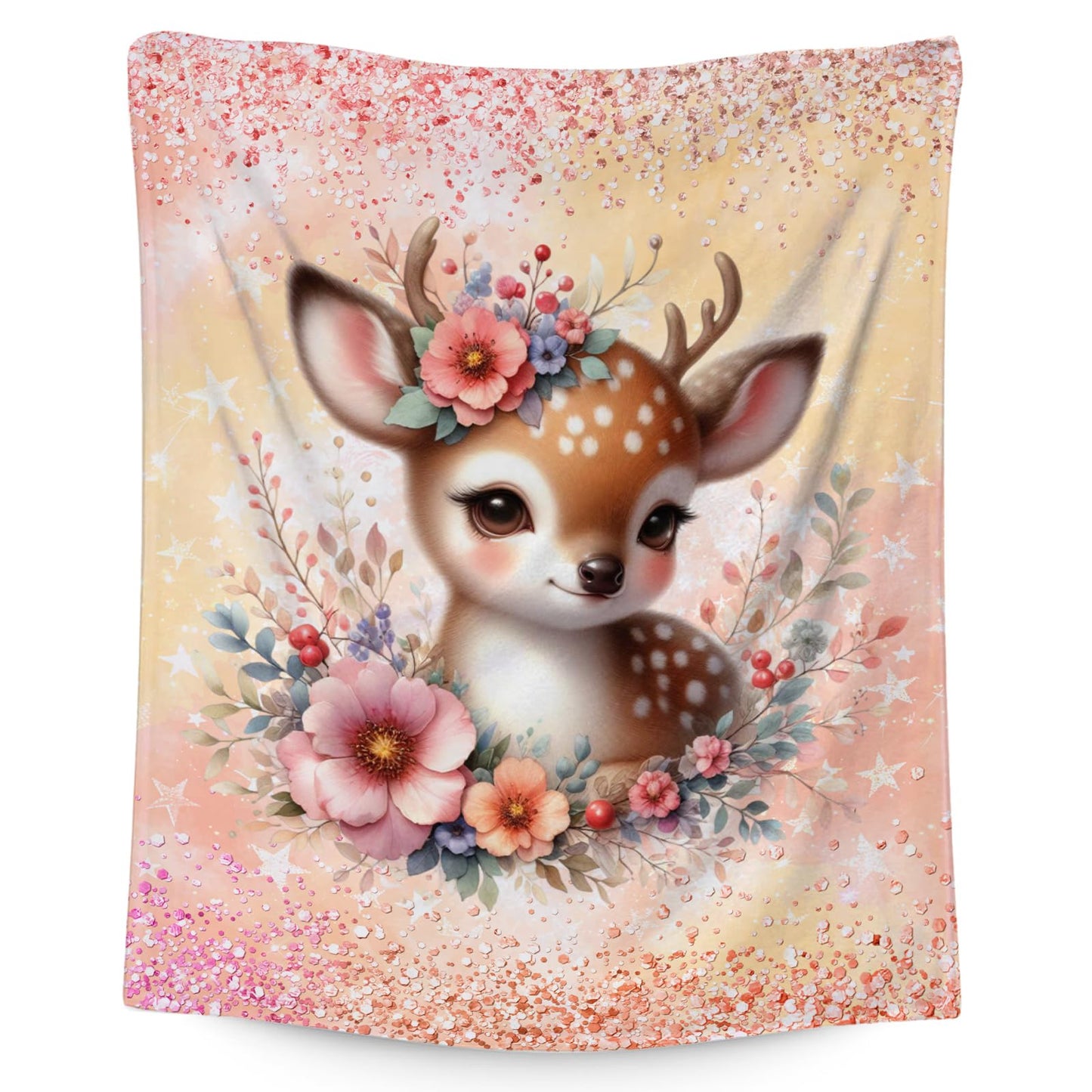 Deer Blanket for Kids - 30" x 40" Deer Print Blankets Gifts for Girls - Toddler Soft Throws Stuff for Couch, Sofa