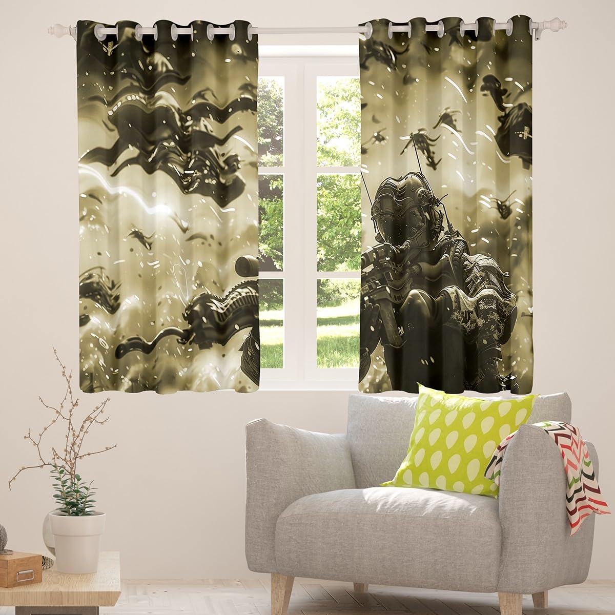 Feelyou American Soldier Curtain Boys Teens Under Mission Window Drapes Helicopter Window Curtains for Bedroom Living Room Decor Girls Kids Camouflage Military Window Treatments， 42x90 Inches，2 Panels