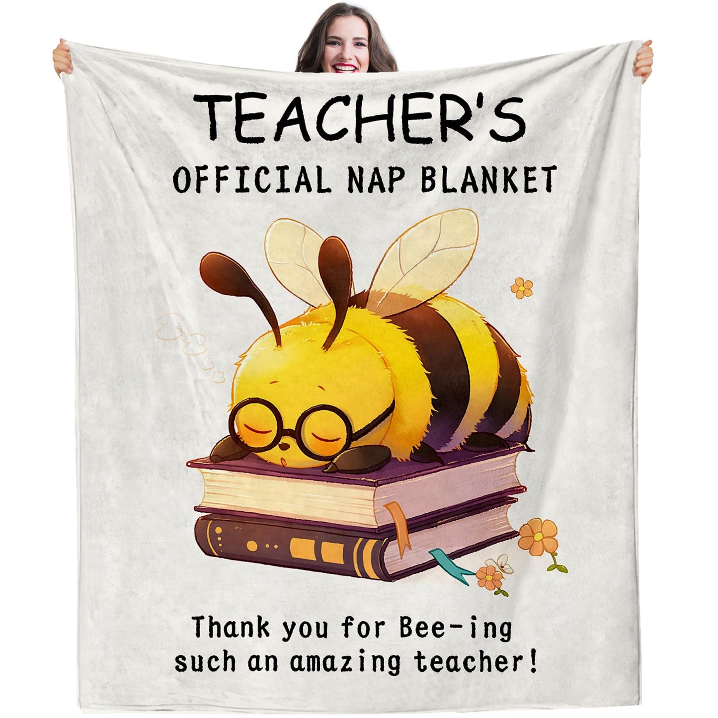 ownmysty Teacher Appreciation Gifts for Women, End of Year Thank You Retirement Graduation Birthday Gifts from Student, Teachers Blanket with Flower for Travel Couch Bed Camping Napping, 60''X 50''