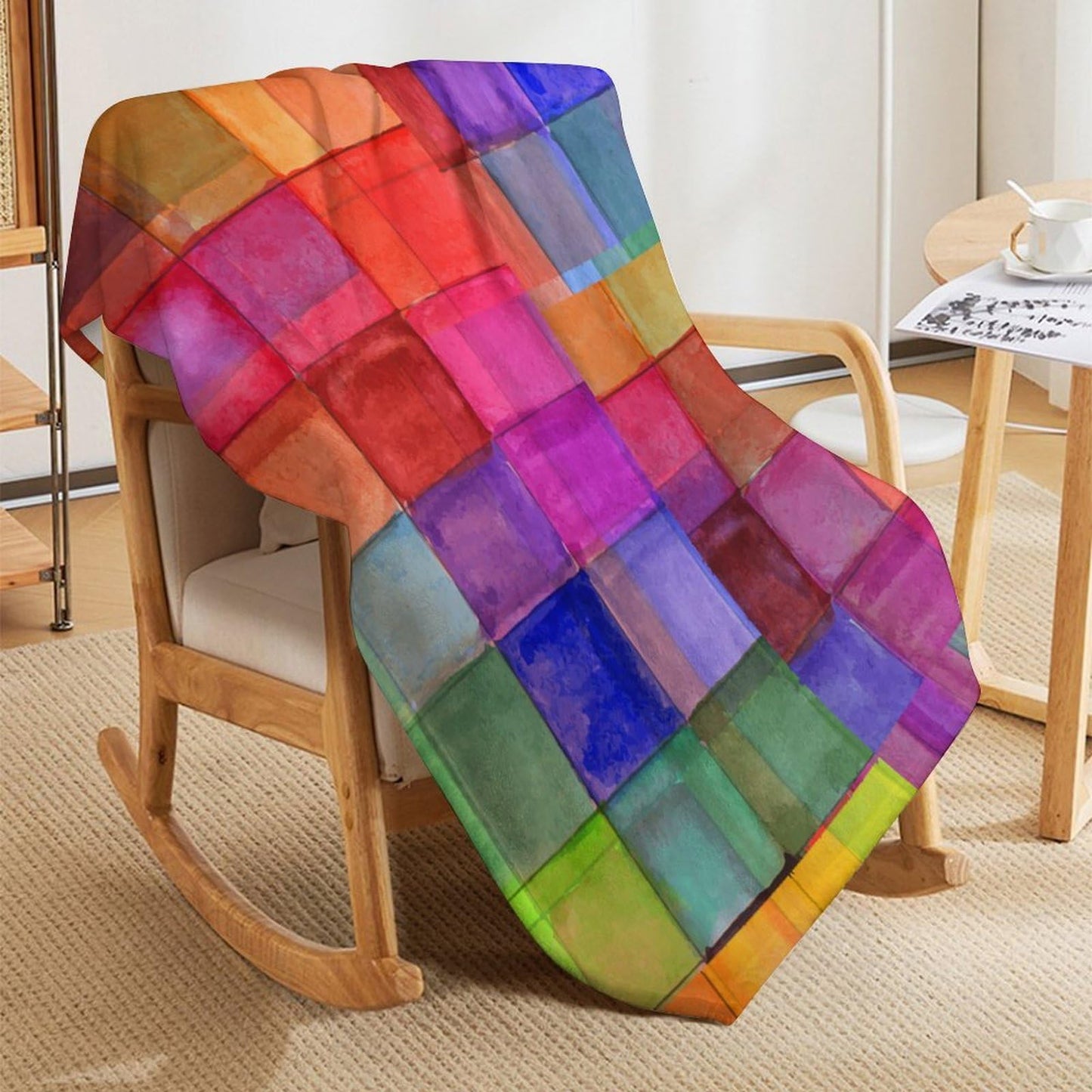 Colorful Checkered Throw Blanket,Retro Grid Plaid Rainbow Pattern Soft Cozy Warm Flannel Blankets for Sofa Couch Bed Gifts for Lover Kids Girls Boys Women Adults 30x40 Inch