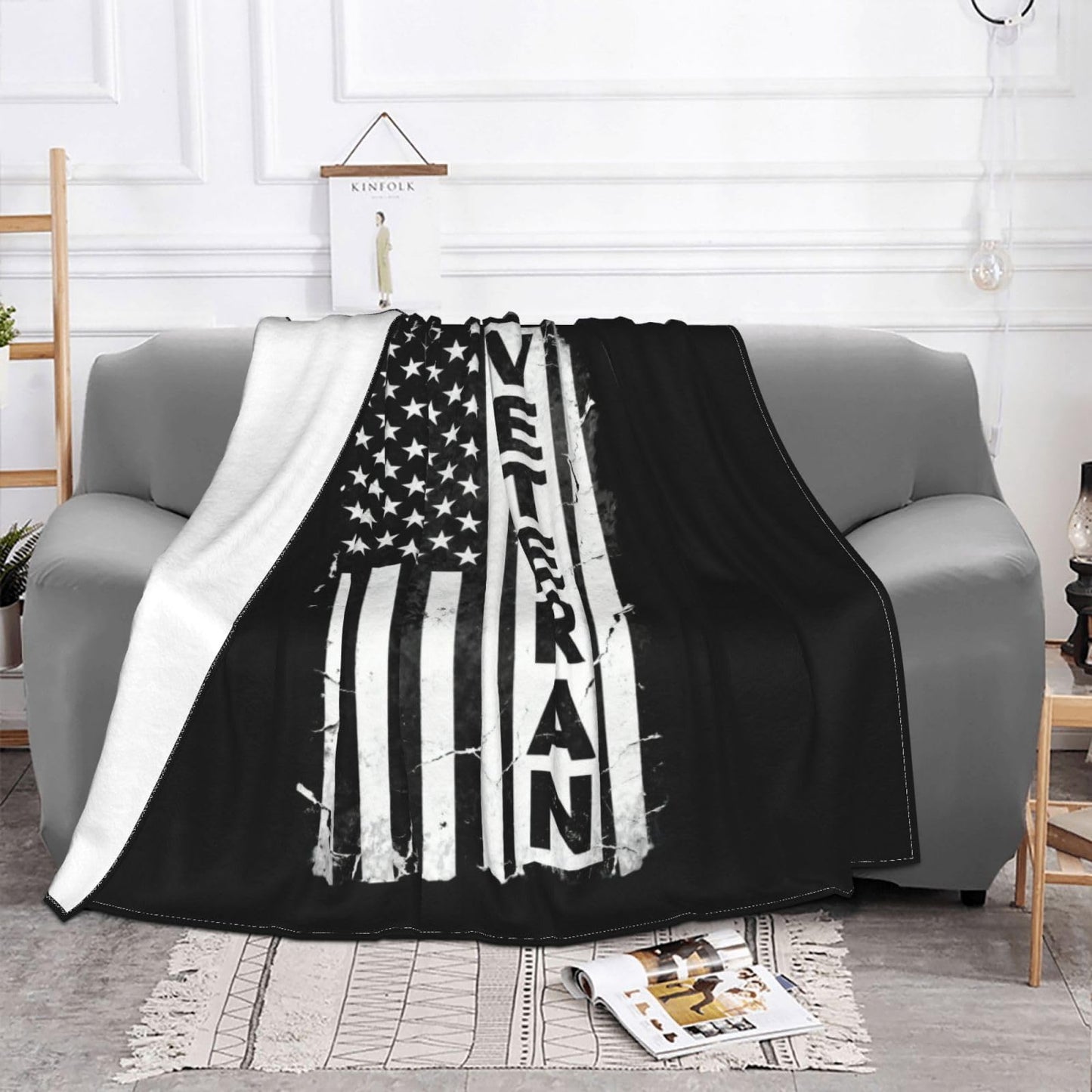 Veteran Patriotic U.S Army American Flag Premium Fleece Blanket, Ultra-Soft Plush Throw Blanket, Warm Cozy Fleece Blanket for Bed, Couch & Travel 60"x50"