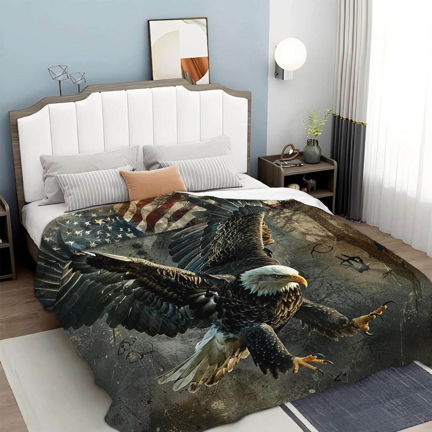 Tijuboni American Eagle Throw Blanket Eagle Gifts for Women Men Girls Boys Kids Adults Soft Flannel Fleece Blanket for Couch Sofa Bed Home Decor 40"x50"