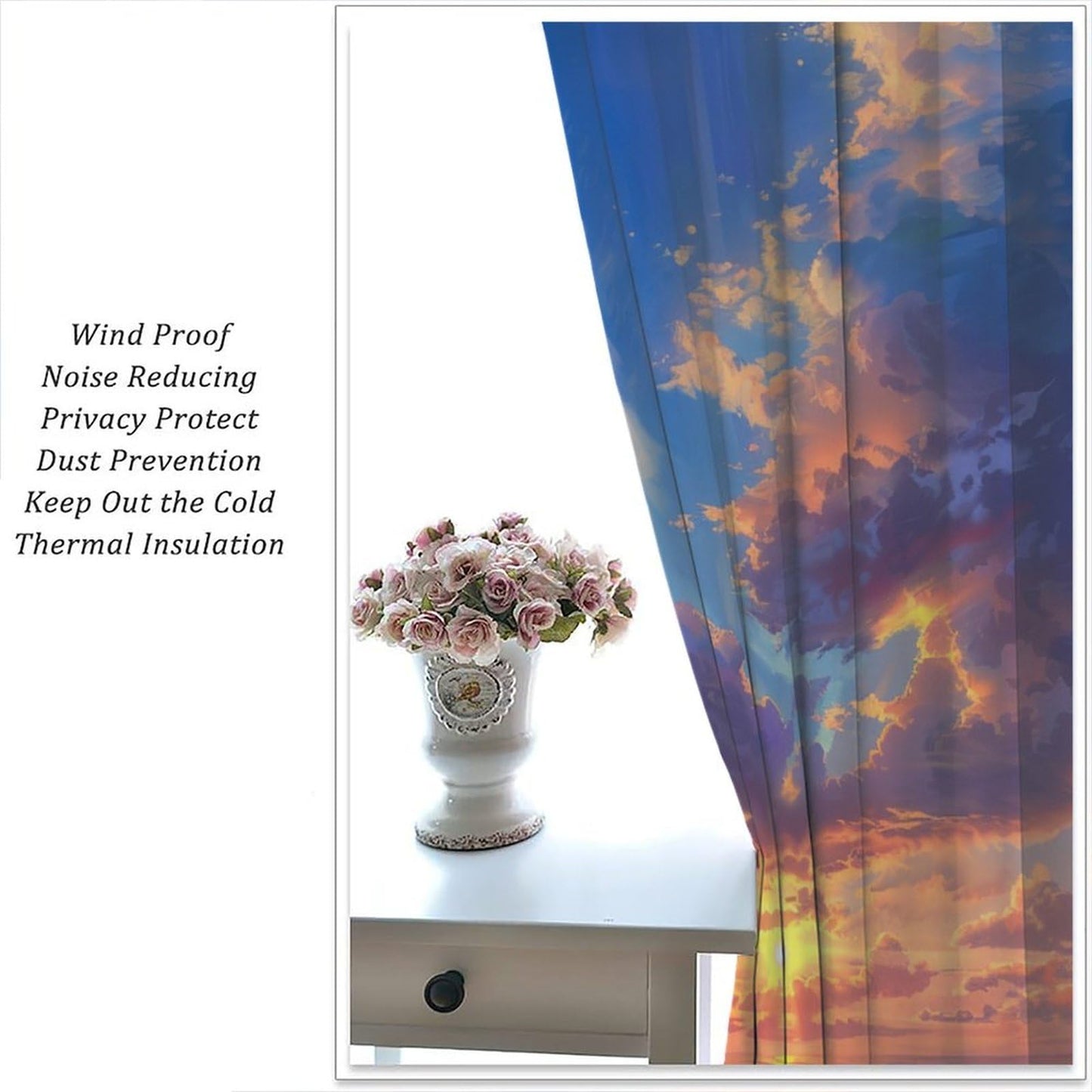 TOWINSFB Ocean Sunset Scenery Blackout Curtains for Living Room Bedroom, Retro Rustic Nature Nautical Sailboat Window Curtains Rod Pocket Thermal Insulated Window Drapes, 2 Panels, Each 21W x 45L