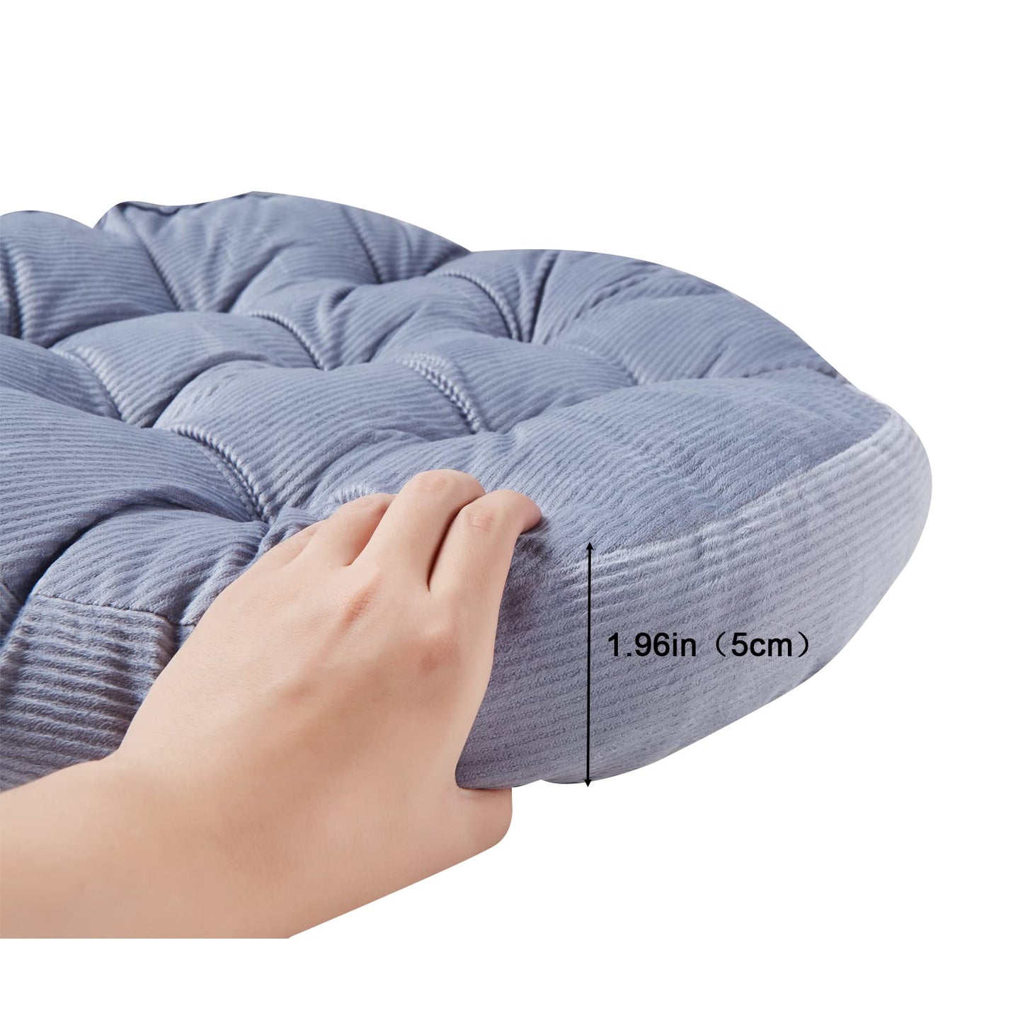 Big Hippo 22" Large Floor Pillow Cushion - Soft Corduroy Seating for Adults, High Rebound Meditation Support to Relieve Pressure on Hard Floors, Yoga & Reading Nook (Gray)