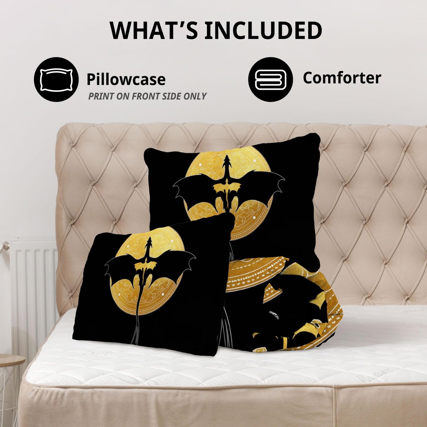 Allenjoy Book Loves Dragon Wing Black Comforter Set with 1 Pillowcase for Women Teens Fans Daughter Sister Bedroom Nursery Bedding Room Decor, Machine Washable Durable, Twin Size