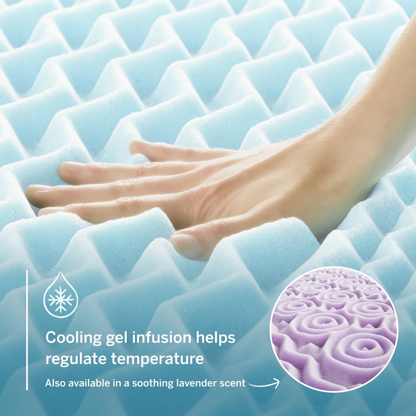 LUCID 2 Inch Gel Memory Foam Mattress Topper, King size – 5 Zones – Cooling Gel Infusion – CertiPur Certified Foam