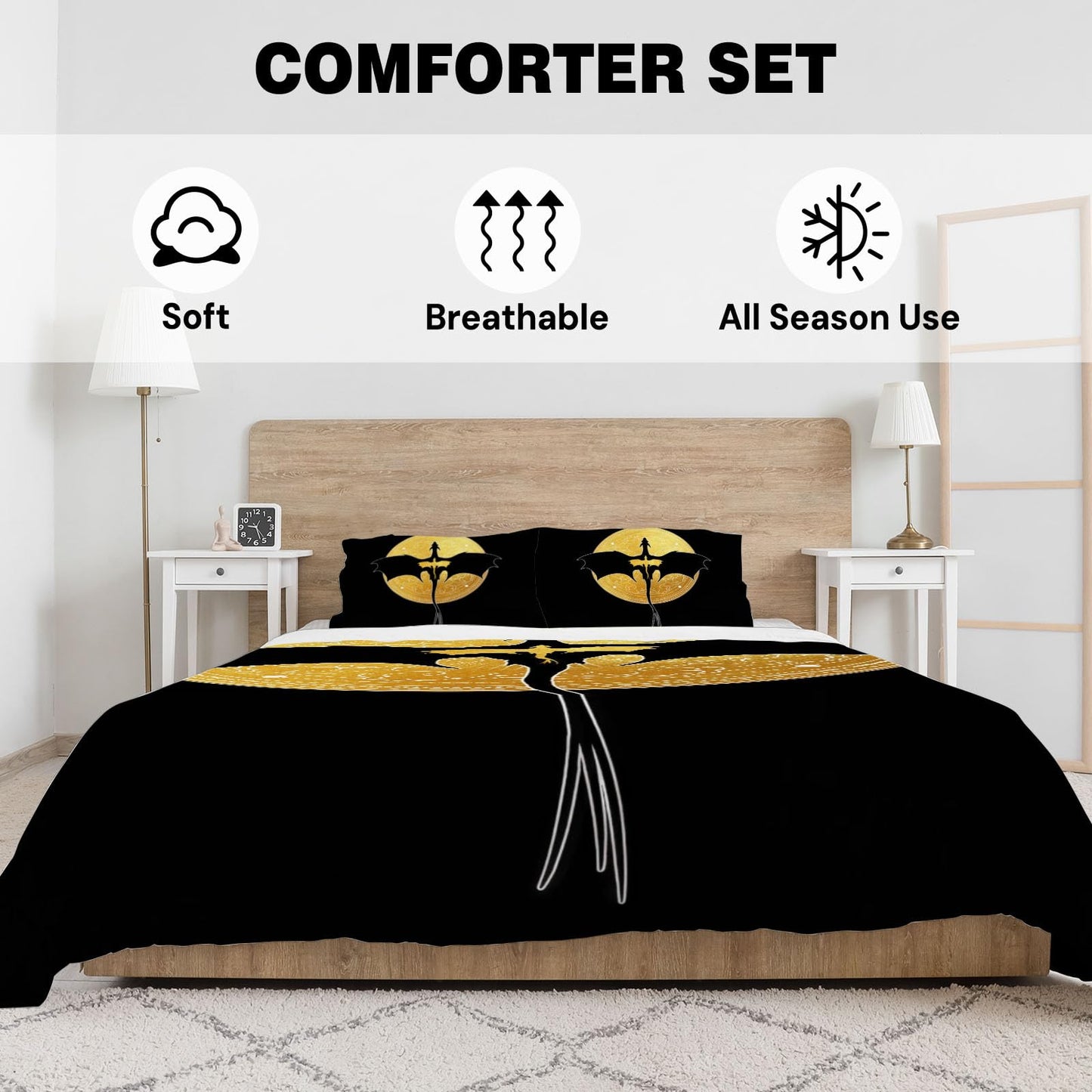Allenjoy Book Loves Dragon Wing Black Comforter Set with 1 Pillowcase for Women Teens Fans Daughter Sister Bedroom Nursery Bedding Room Decor, Machine Washable Durable, Twin Size