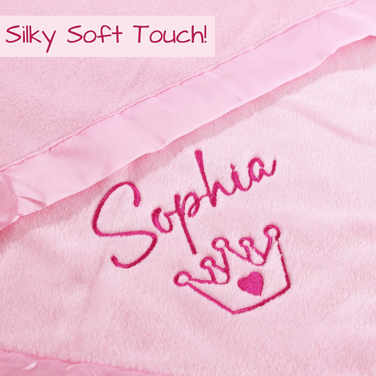 DayOfShe Personalized Baby Blankets with Name for Baby Girls Boy Birthday Gifts Custom Baby Name Blankets Infant Toddler Newborn Receiving Blankets for Baby Shower Christmas Girls Gifts
