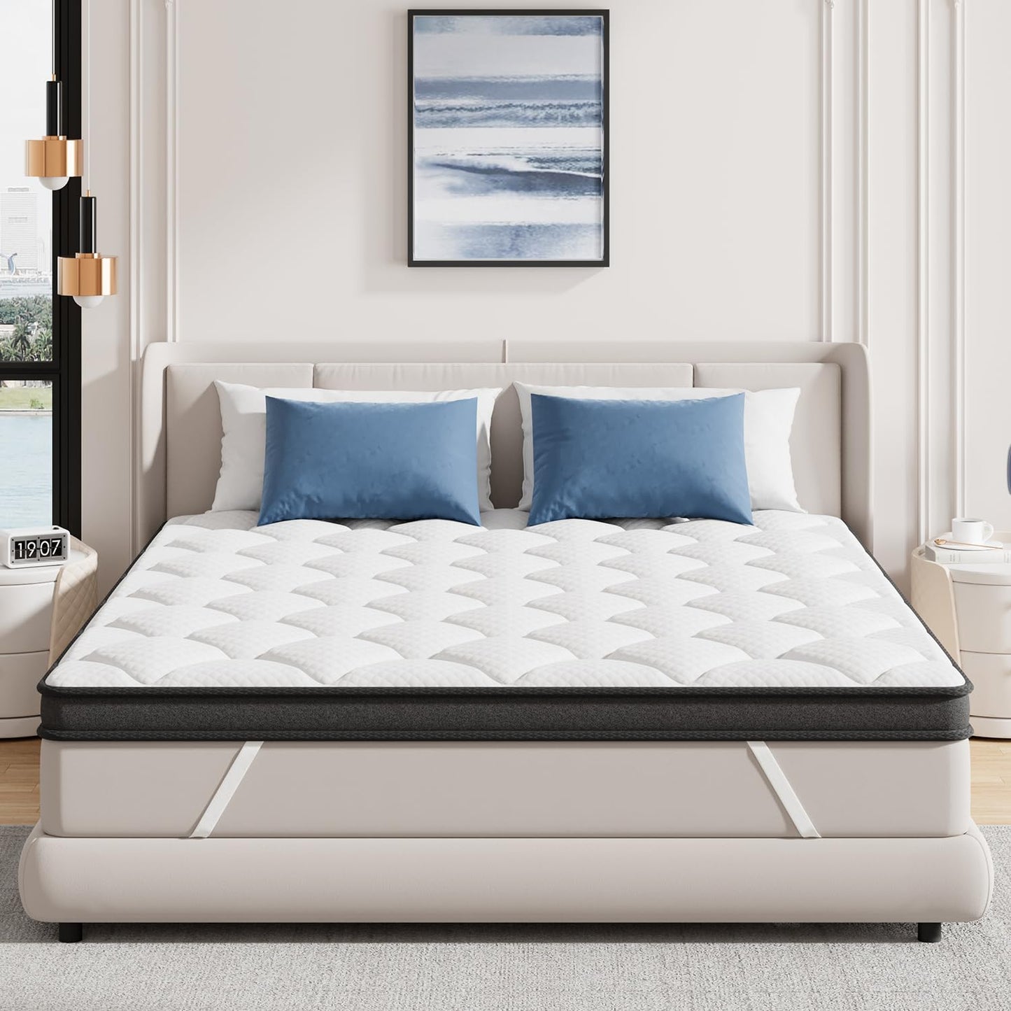 ELEMUSE 3 Inch Queen Size Memory Foam Mattress Topper, High Density Gel Foam Bed Toppers with Cooling Pillowtop for Back Pain Relief, Medium Firm Mattress Pad for Comfort Body Support