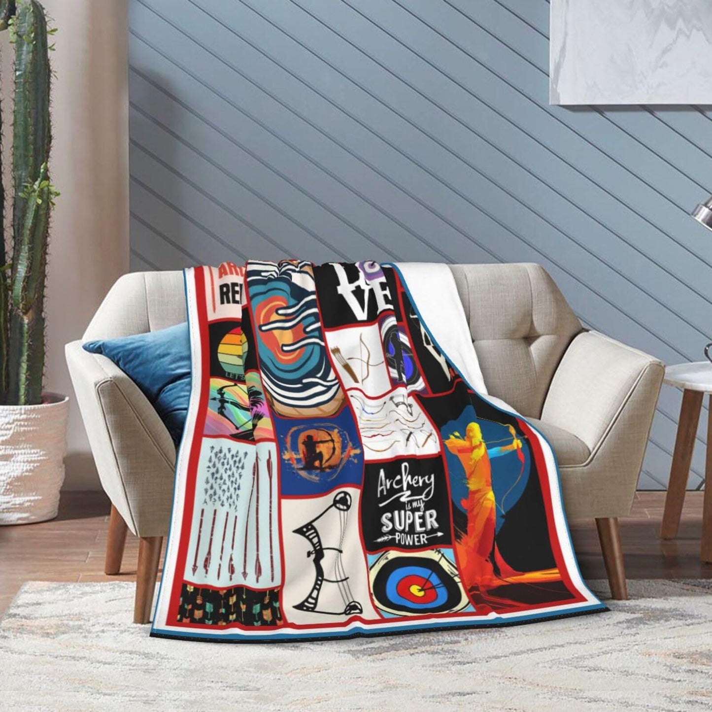 Archery Throw Blanket Sports Blankets Fleece Plush Flannel Super Soft Cozy Warm Lightweight Archery Sports Decor Gifts for Boys Girls Kids Adults Men Women 40" x 50"