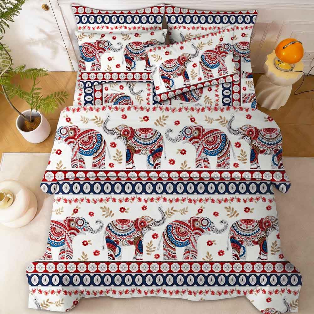 SDY 7Piece Elephant Twin Bedding Set,Elephant Bed Set Bed in A Bag for Man Woman Adult, with Comforter, Flat Sheet, Fitted Sheet and Pillowcases & Shams