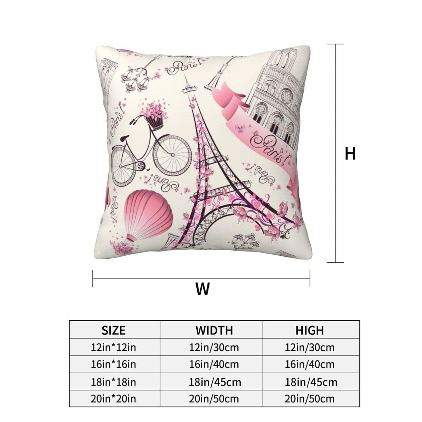Lcokin Paris Eiffel Tower Throw Pillow Cover 18x18 in Set of 2 Cushion Farmhouse Pillow Covers Soft Pillow Cases Decor for Couch Sofa Living Room Bedroom Home