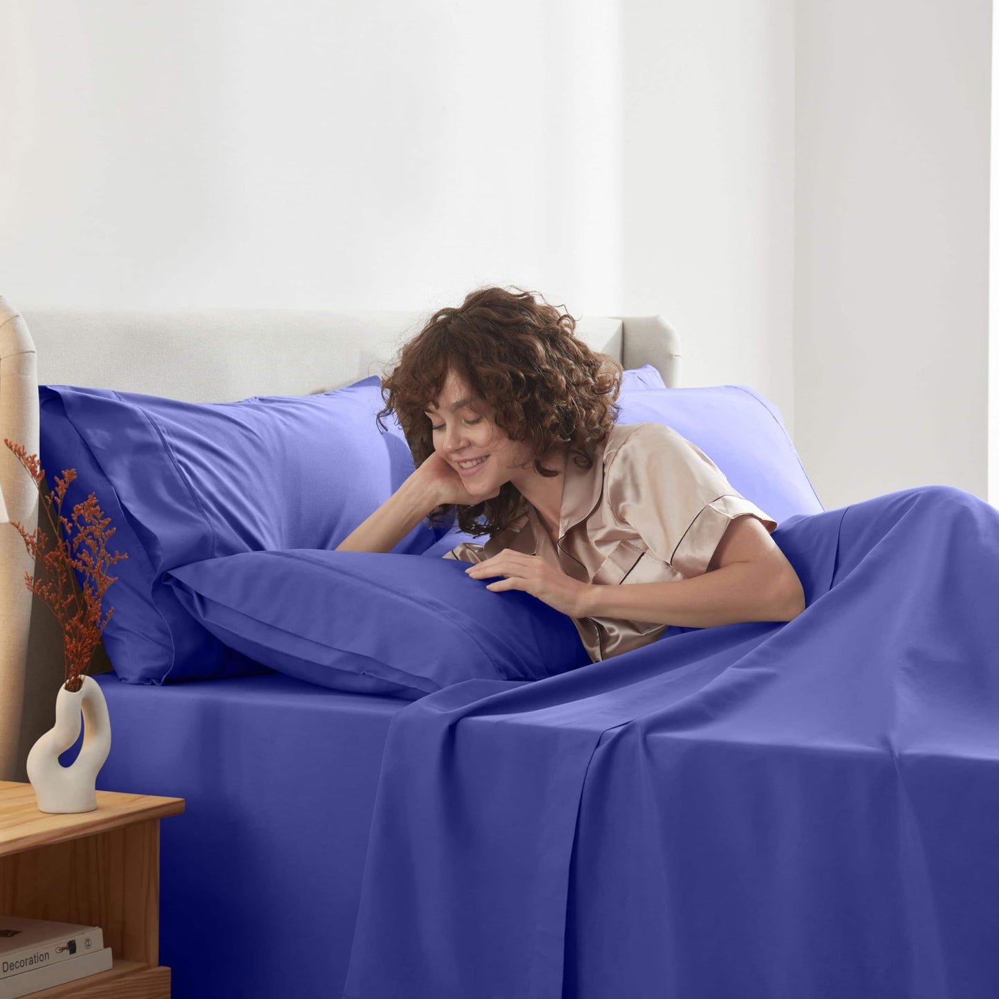 Nestl Extra Deep Cal King Sheet Set - 6 Piece Breathable & Cooling Sheets - Hotel Luxury Bedding Set w/18-24 Inch Deep Pockets - Easy & Secure Fit - Super Soft, Wrinkle Free & Comfy - Royal Blue
