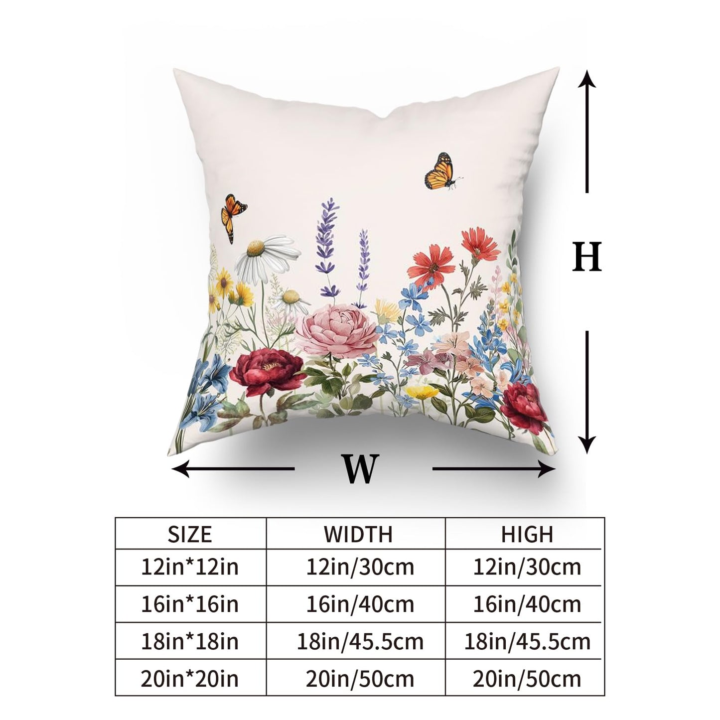 Giwawa Spring Pillow Covers 18x18 Inch Set of 2 Summer Wild Flower Throw Pillow Case Seasonal Floral Decorative Square Farmhouse Cushion Covers for Home Sofa Bed Couch