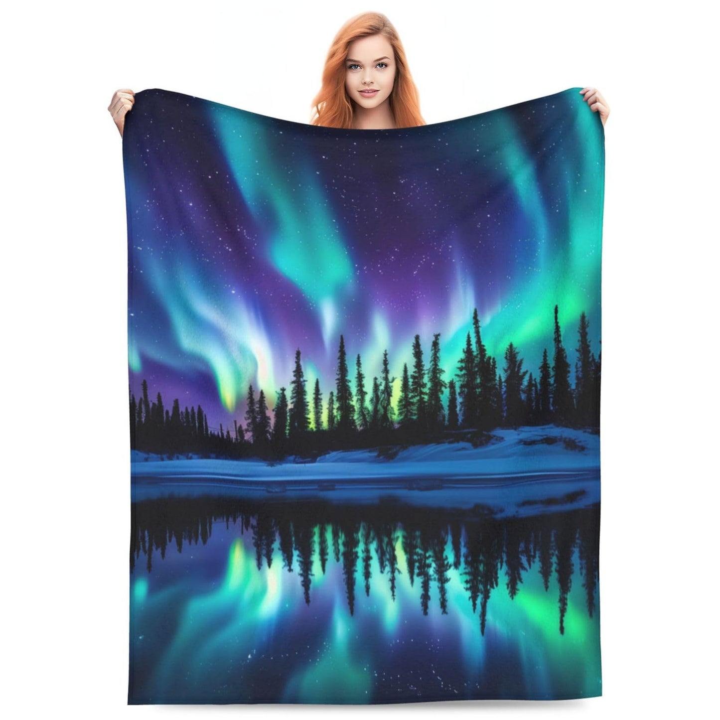 Northern Lights Blanket, Gifts for Women, Aurora Borealis Soft Lightweight Throw Blankets for Kids, Travel Bed Living Room Decor, 50x60in
