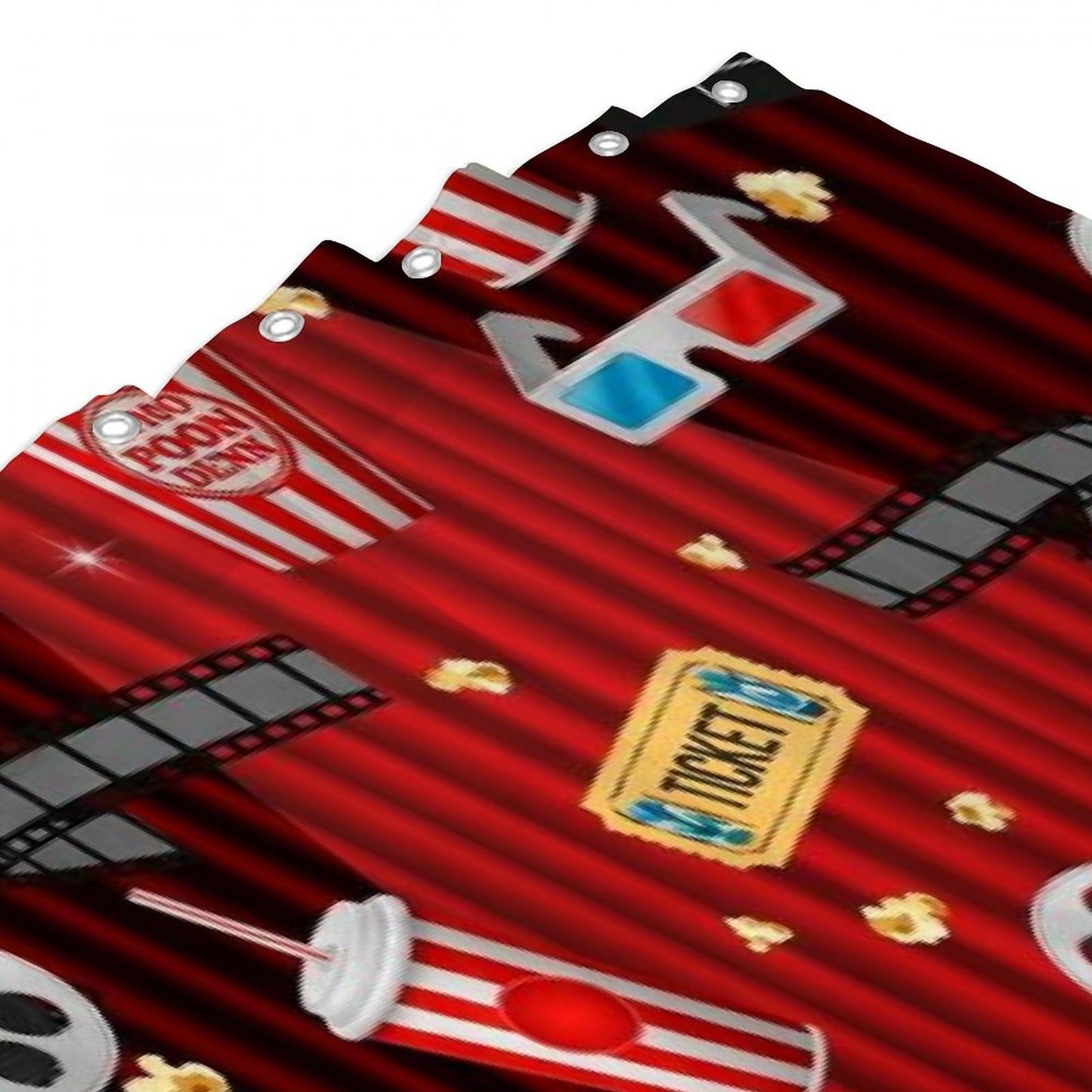 Meaudiwes Waterproof Lightweight Shower Curtains for Bathroom Shower Curtain Movie Theater Theme Cinema Clapboard Film Popcorn Print, 72"x 70"