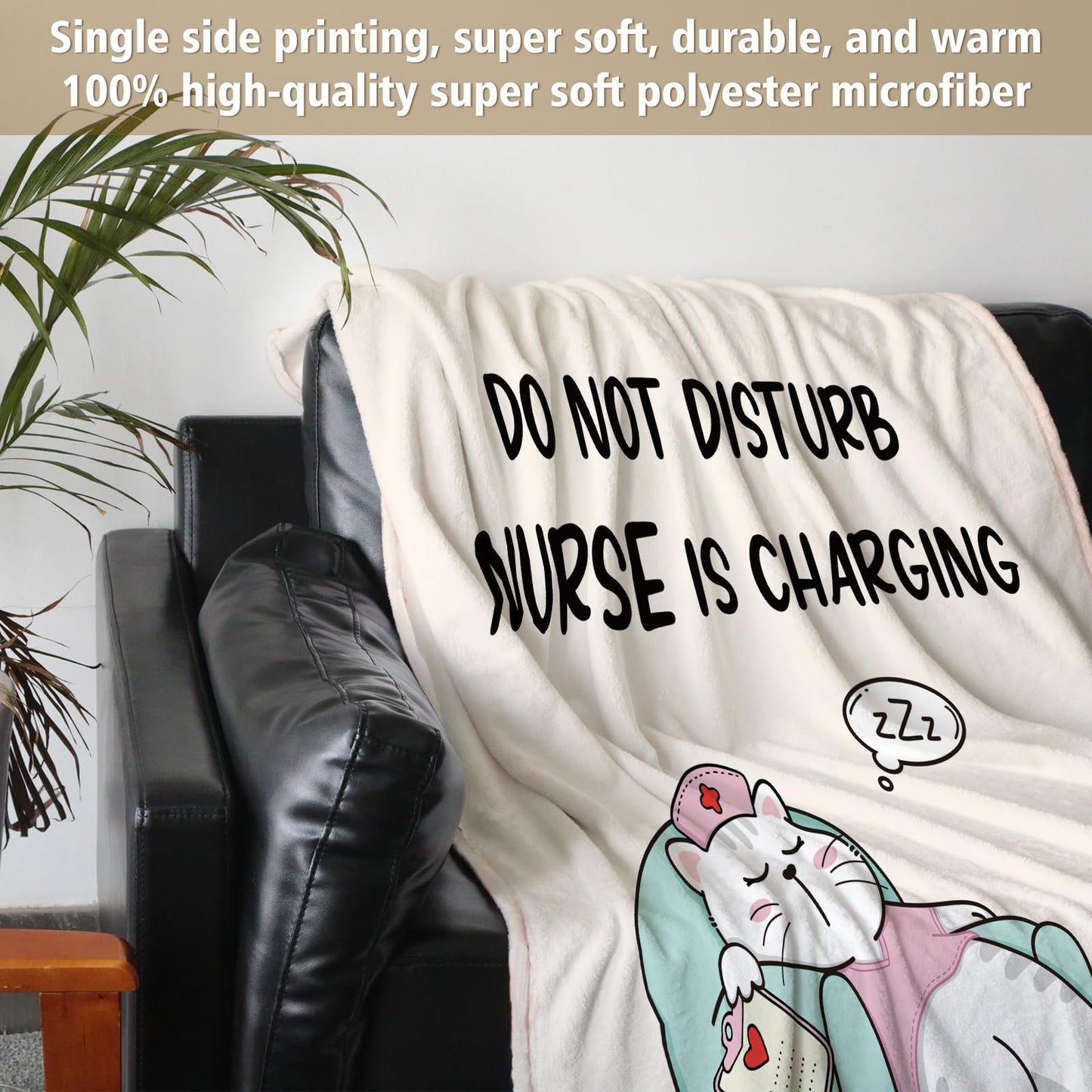 GiltGlimmer Funny Nurse Gifts for Women, Nurse is Charging Blanket, LPN RN Birthday Appreciation Gift for Nurses Practitioner, Nursing Student Graduation Gift for Nurses Week/Day 60" x 50", Off White