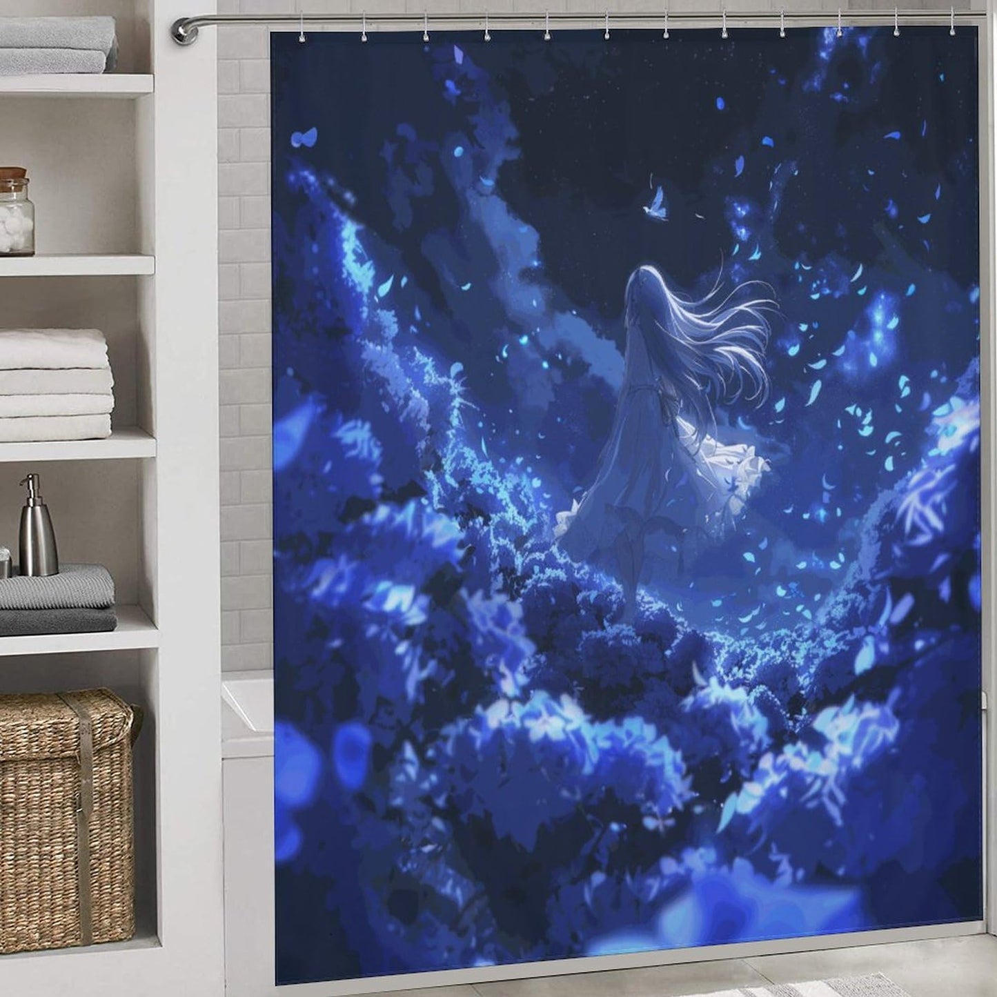 MeiRoTi Fantasy Flower Sea Woman Shower Curtain Fabric Shower Curtains Bathroom Waterproof Lightweight 72x72Inch (183x183cm)