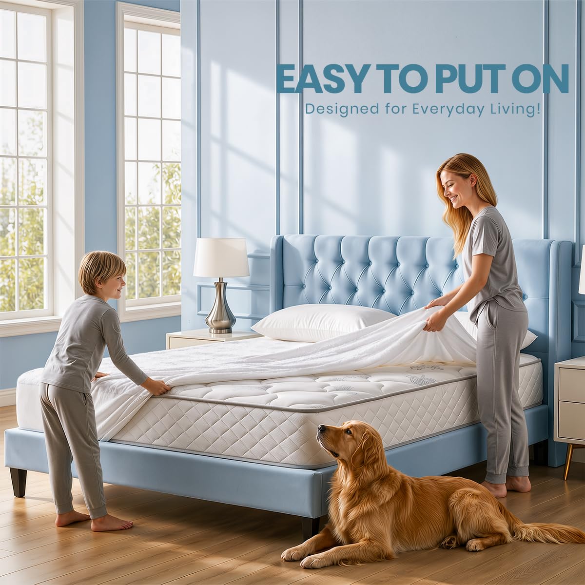 Twin Size Mattress Protector Waterproof, Premium 200 GSM Terry Mattress Cover, Soft & Breathable Bed Cover, Fitted Sheet Style Stretchable Deep Pockets 15" by Utopia Bedding (White)