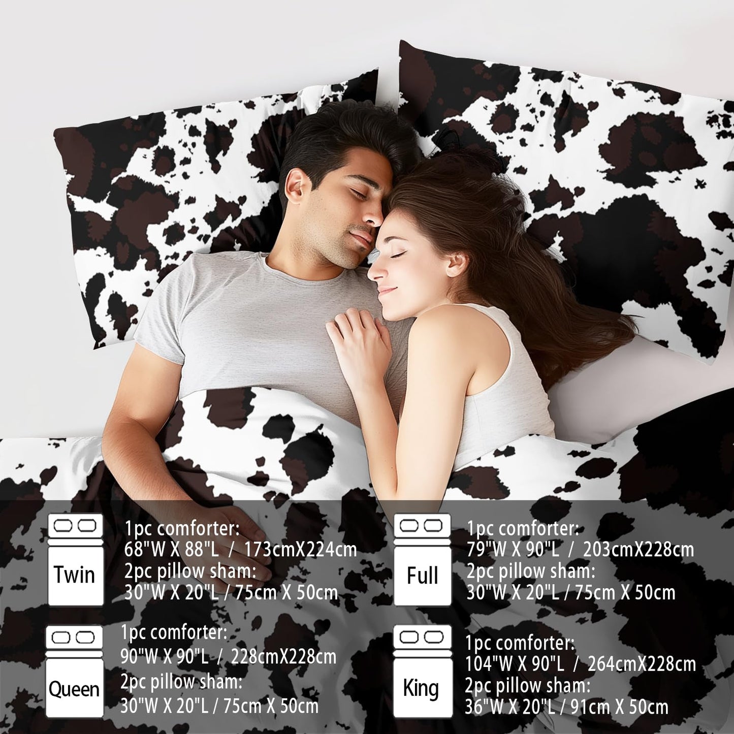 llyxsesty Western Comforter Set King Animal Cow Print Comforter Set King Boys Black and White Farmhouse Bedding Quilt Girls Cowboy Bedding Western Room Decor Cow Print Country Quilt