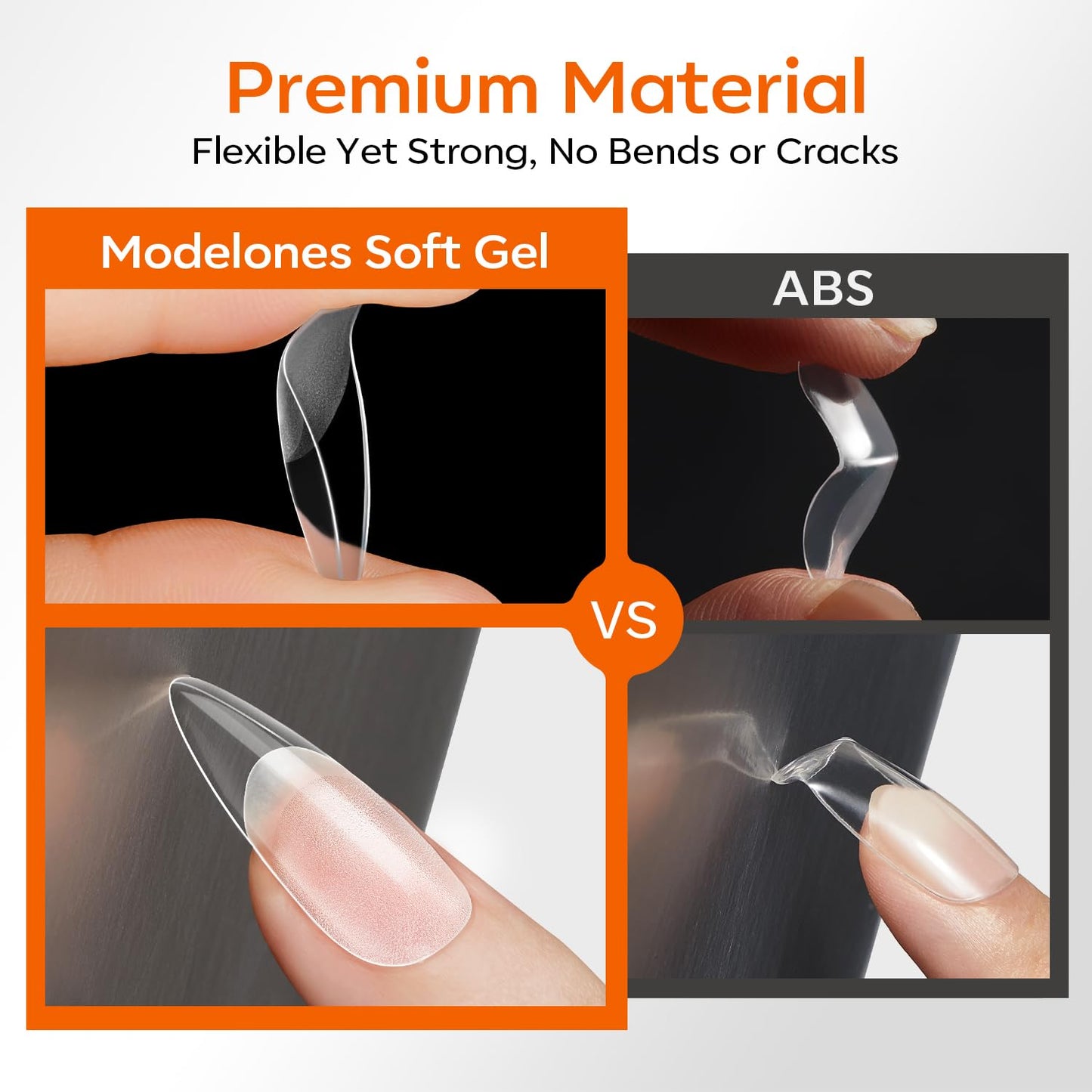 modelones Extra Short Oval Gel Nail Tips, 360pcs Pre-etched Clear Round Fake Nails Press On Full Cover Half Matte 15 Sizes Acrylic Gel Tips for Extension Salon