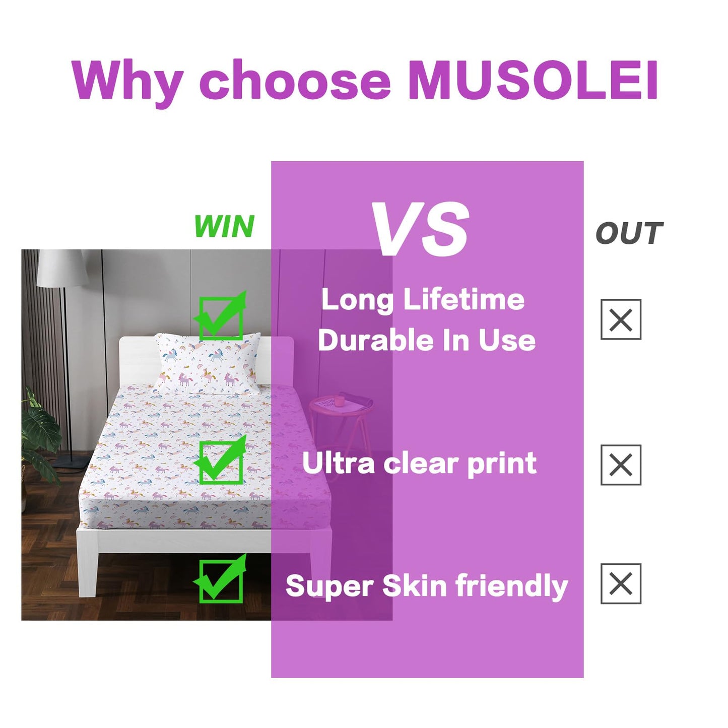MUSOLEI Unicorn Fitted Sheet Set Full Unicorn Bedding Girls Rainbow Star Sheet Pink Flower Bedding Set Unicorns Girl Bed Sheets 1 Fitted Sheet with 2 Pillowcases Multi-Colour Full