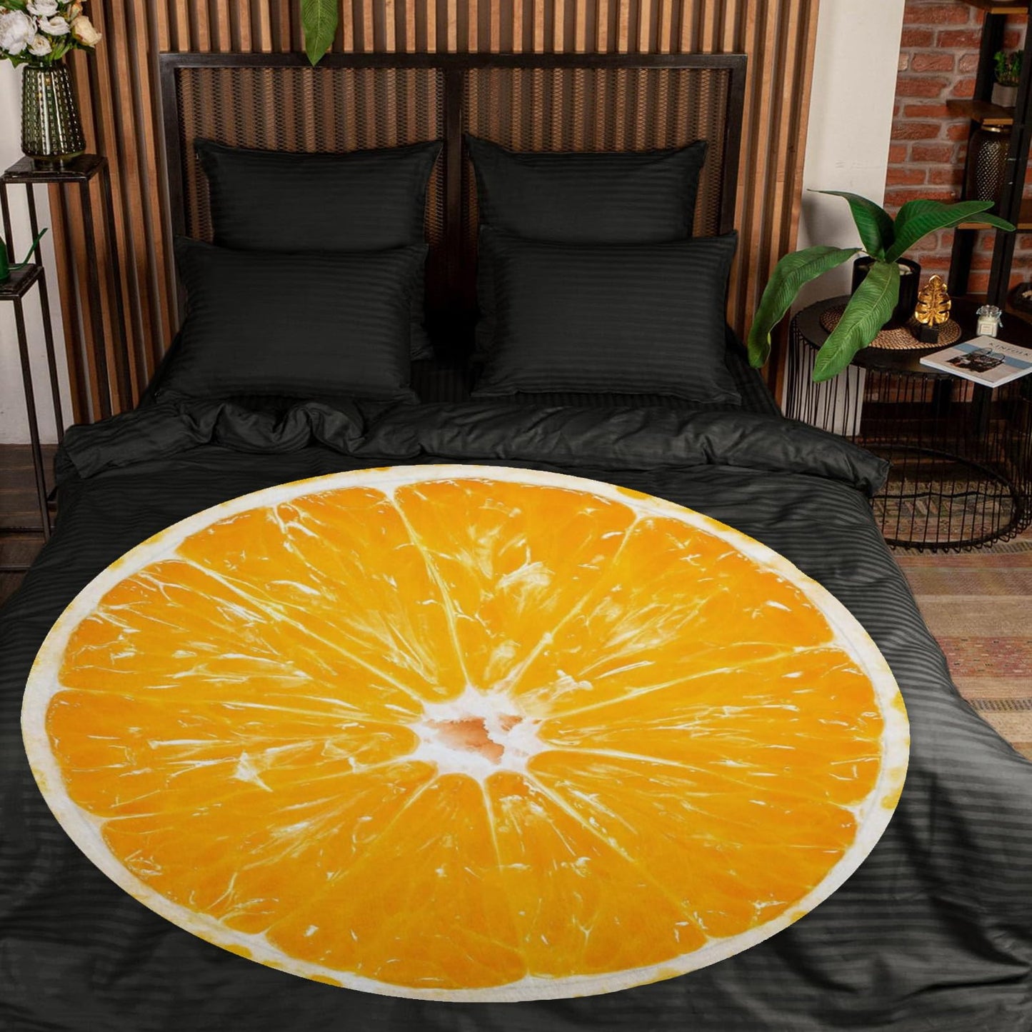 ARESD Food Throw Blanket Orange, Realistic Funny Orange Blanket for Adults and Kids, Ronud Novelty Fruits Printed Blanket for Couch,Sofa,Bed, Fun Comfy Cozy Gifts for Boys,Girls 59 Inches