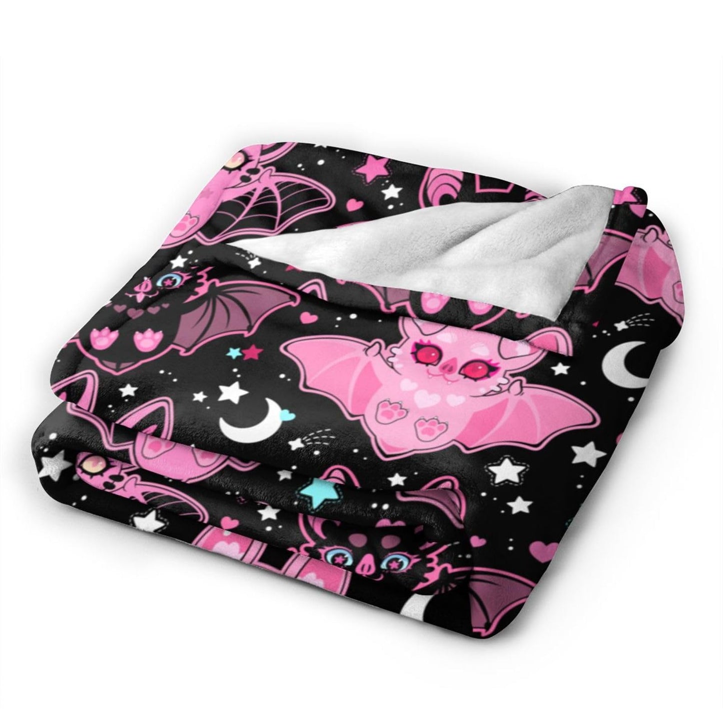 Pink Bat Throw Blanket Soft Fleece Blanket Men Women Gift for Kids Boys Girls for Party Couch Sofa Bed Deco Blankets 50"x40"