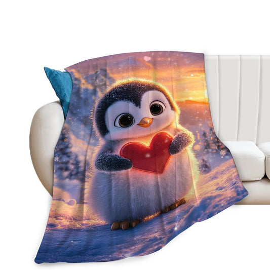 Penguin Throw Blanket Cute Penguin Lovers Blankets Ultra Soft Warm Flannel Fleece Lightweight Fuzzy Decor Gifts for Women Men Girls Boys 50"x40"