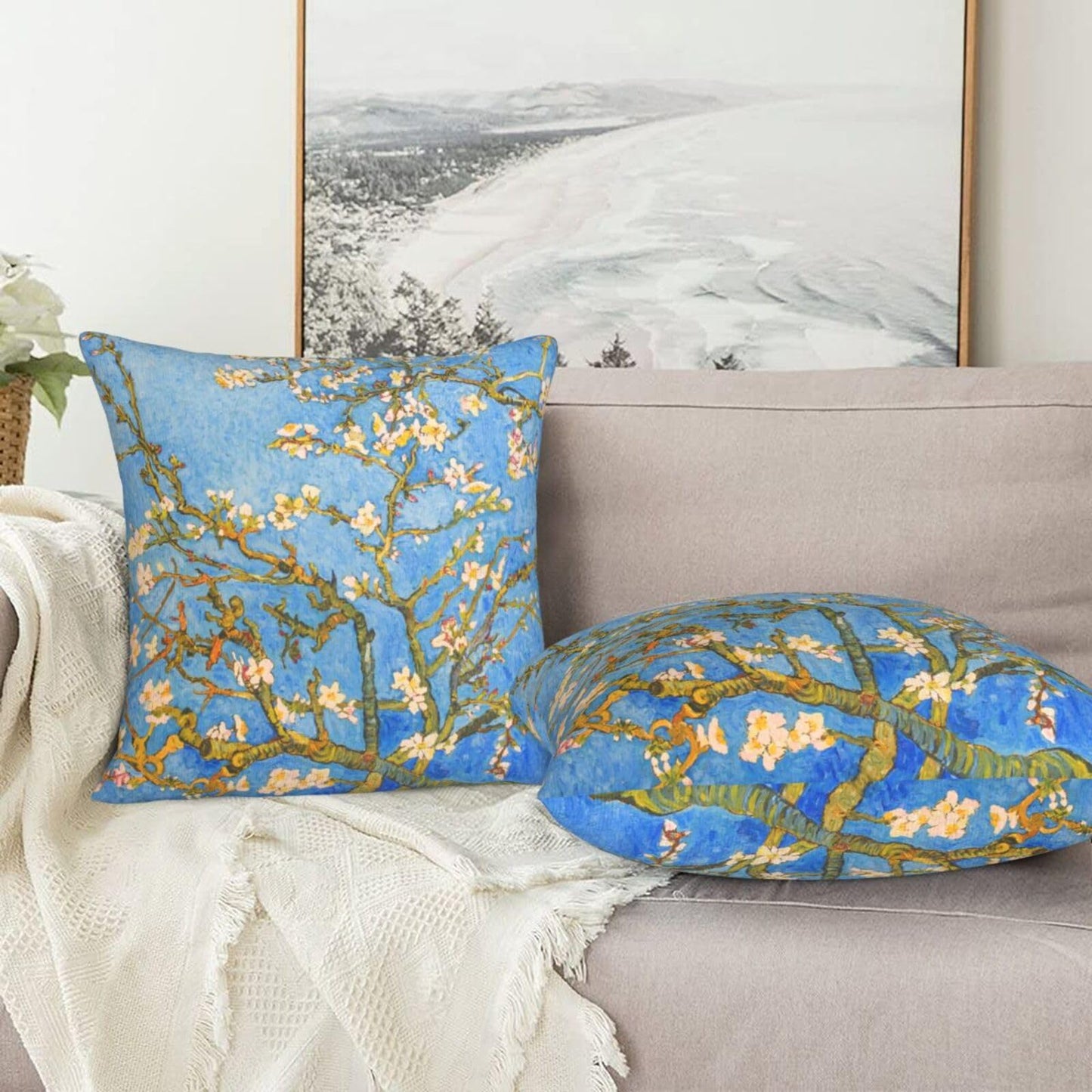aipoase Blossom Throw Pillow Covers 18 X 18 Inch Set of 2 Pillow Cases Decoration Cushion Cover for Sofa Bedroom Living Room Outdoor