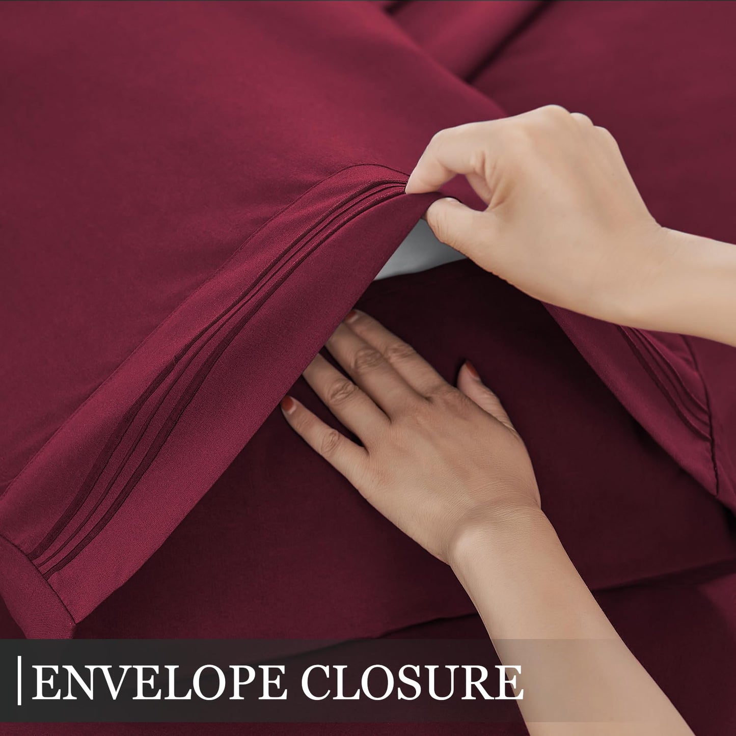 Yibeizi King Size Sheets Set Cooling Deep Pocket Bed Sheet Sets, Red Soft Microfiber Oeko-Tex Hypoallergenic Sheets & Pillowcases Wrinkle Free Bedsheets
