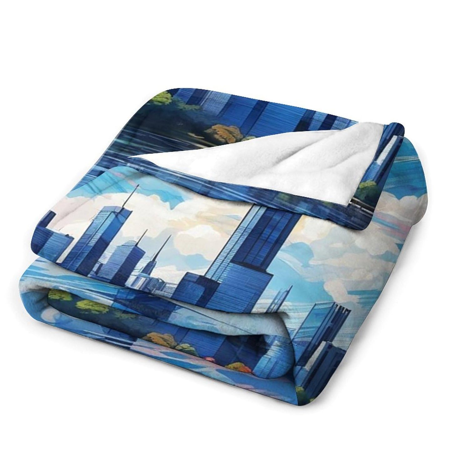Chicago Illinois City Skyline Landscape Abstract Blanket Soft Flannel Lightweight Blanket Outdoor Travel Carry Living Room Bedroom Sofa Decoration Gifts 50x60 Inch