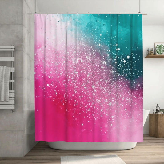 HSYOYO Pink Teal Abstract Shower Curtains for Bathroom Waterproof Shower Curtain Set with 12 Plastic Hooks Washable Bathroom Curtain Modern Bathroom Decor 72" W x 72" L