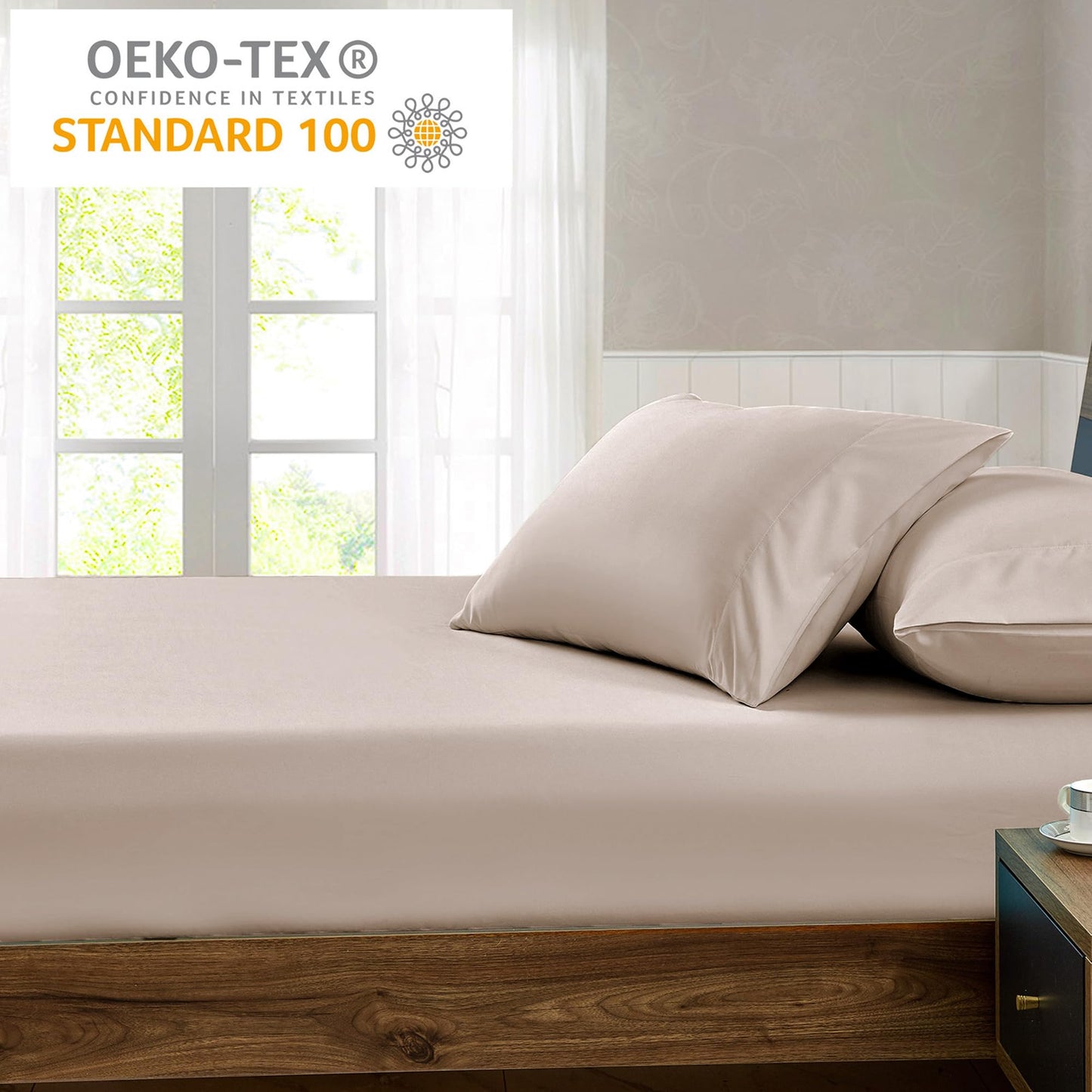 FreshCulture Queen Fitted Sheet - Hotel Quality, Ultra Soft & Breathable Brushed Microfiber, Deep Pocket, Cooling Fitted Sheets for Queen Size Bed (Khaki)