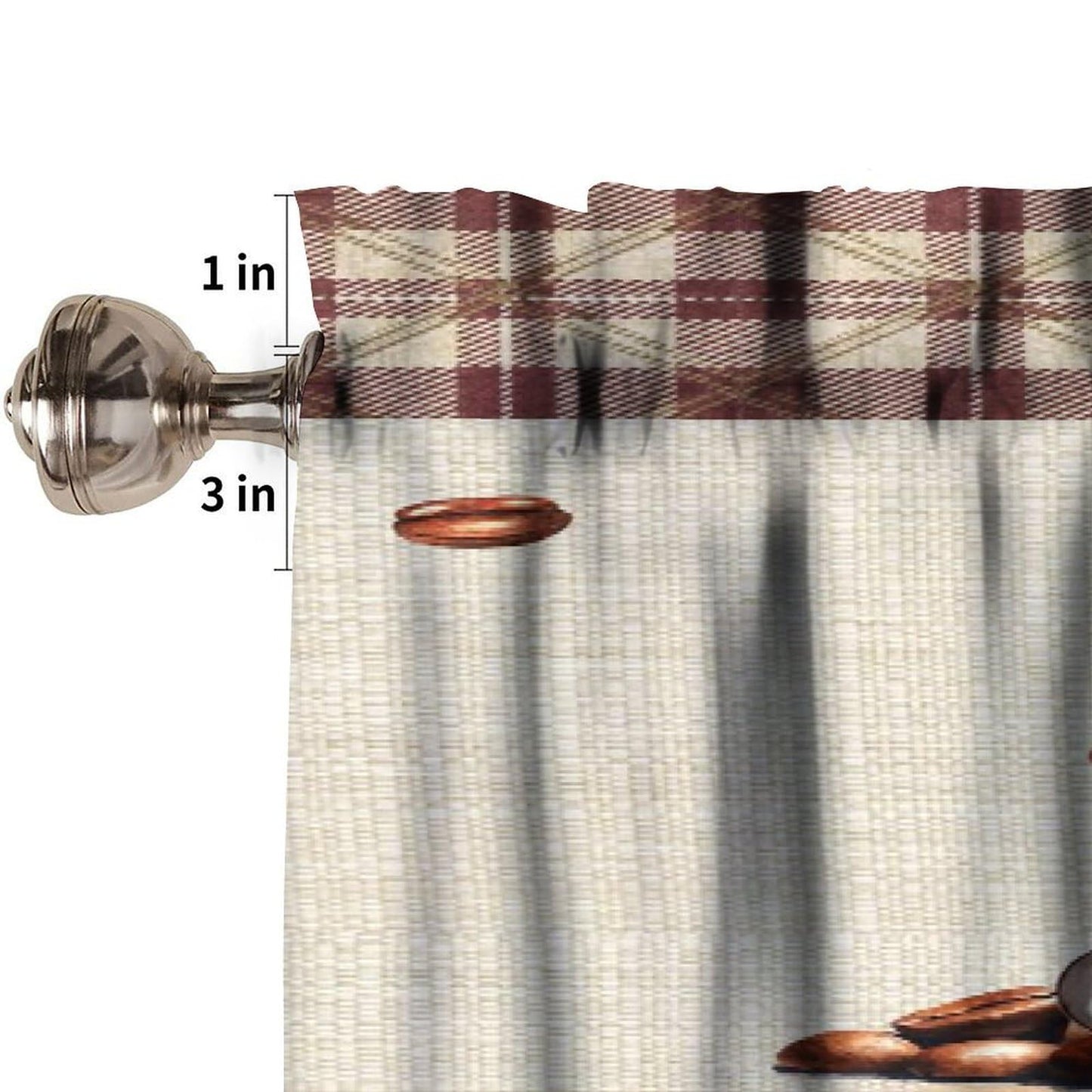 AAVEUP Coffee Valance Curtains for Kitchen,Cartoon Fun Country Cappuccino Elf Coffee Bean Time Window Valances Short Panel Blackout Treatment Drapes for Bathroom Bedroom Cafe Restaurant 54x 18 in