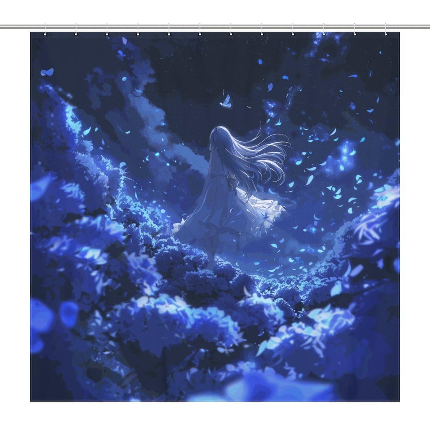 MeiRoTi Fantasy Flower Sea Woman Shower Curtain Fabric Shower Curtains Bathroom Waterproof Lightweight 72x72Inch (183x183cm)